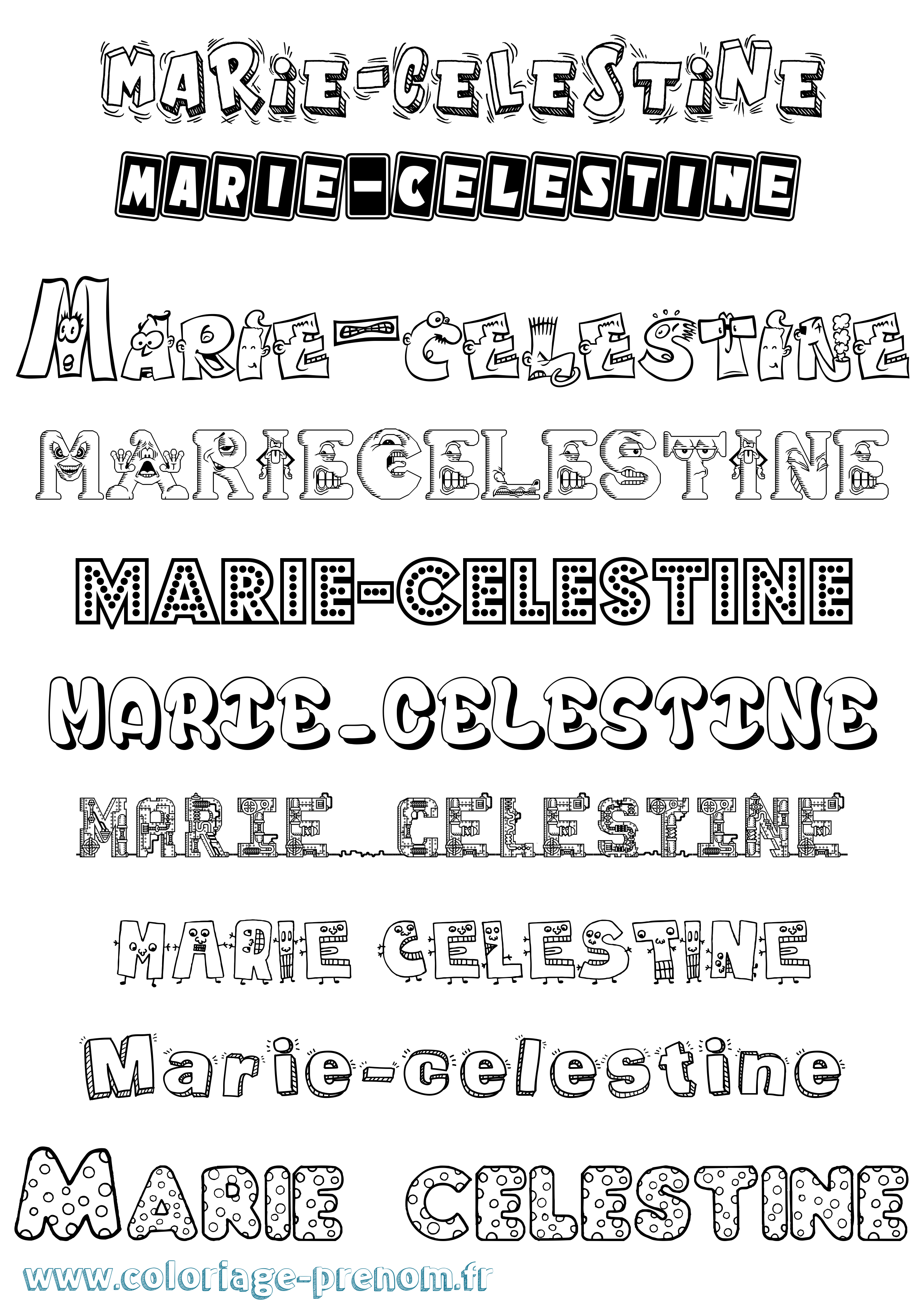 Coloriage Marie-Celestine Fun Coloriage prénom Marie-Celestine Fun