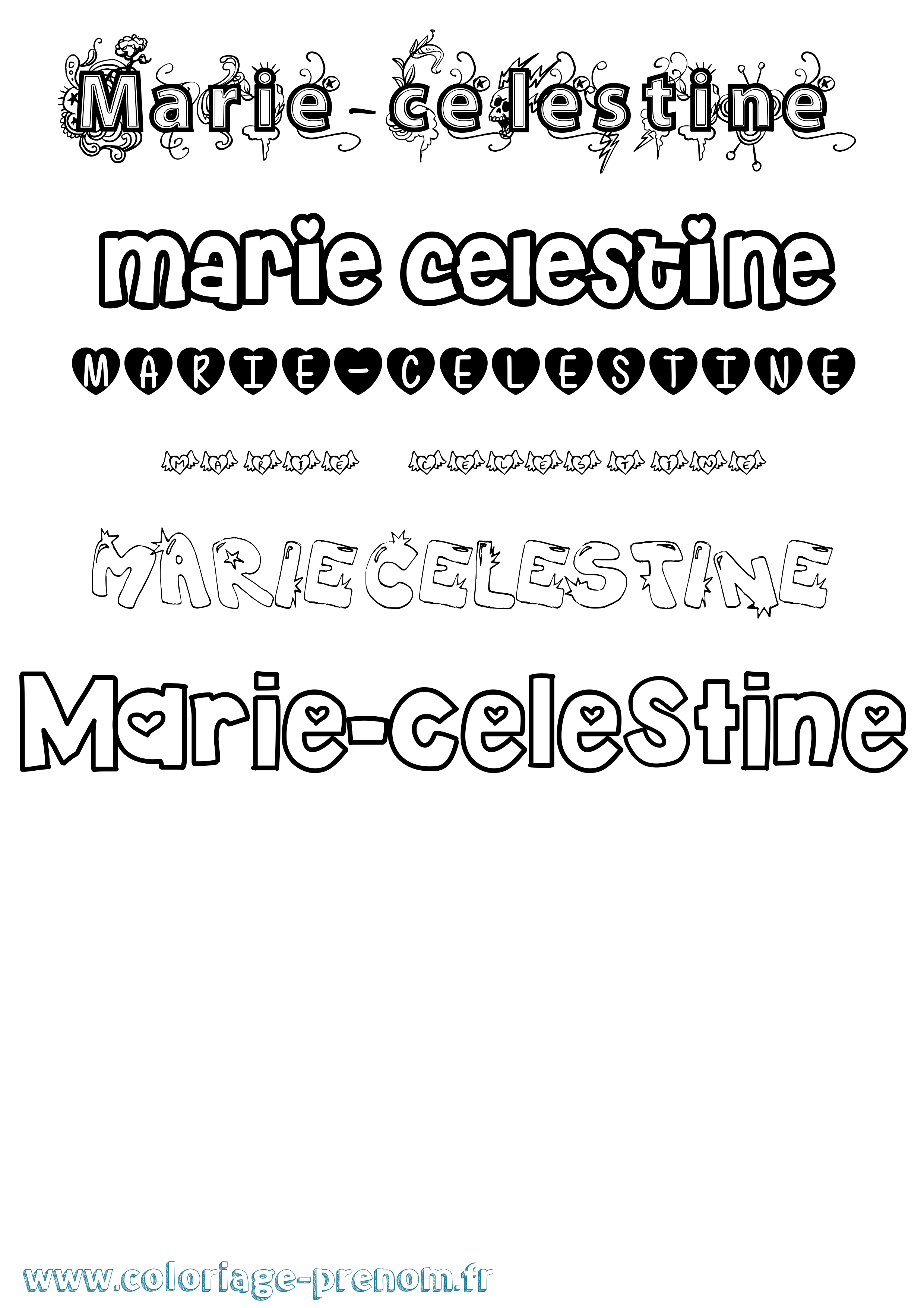 Coloriage Marie-Celestine Girly Coloriage prénom Marie-Celestine Girly