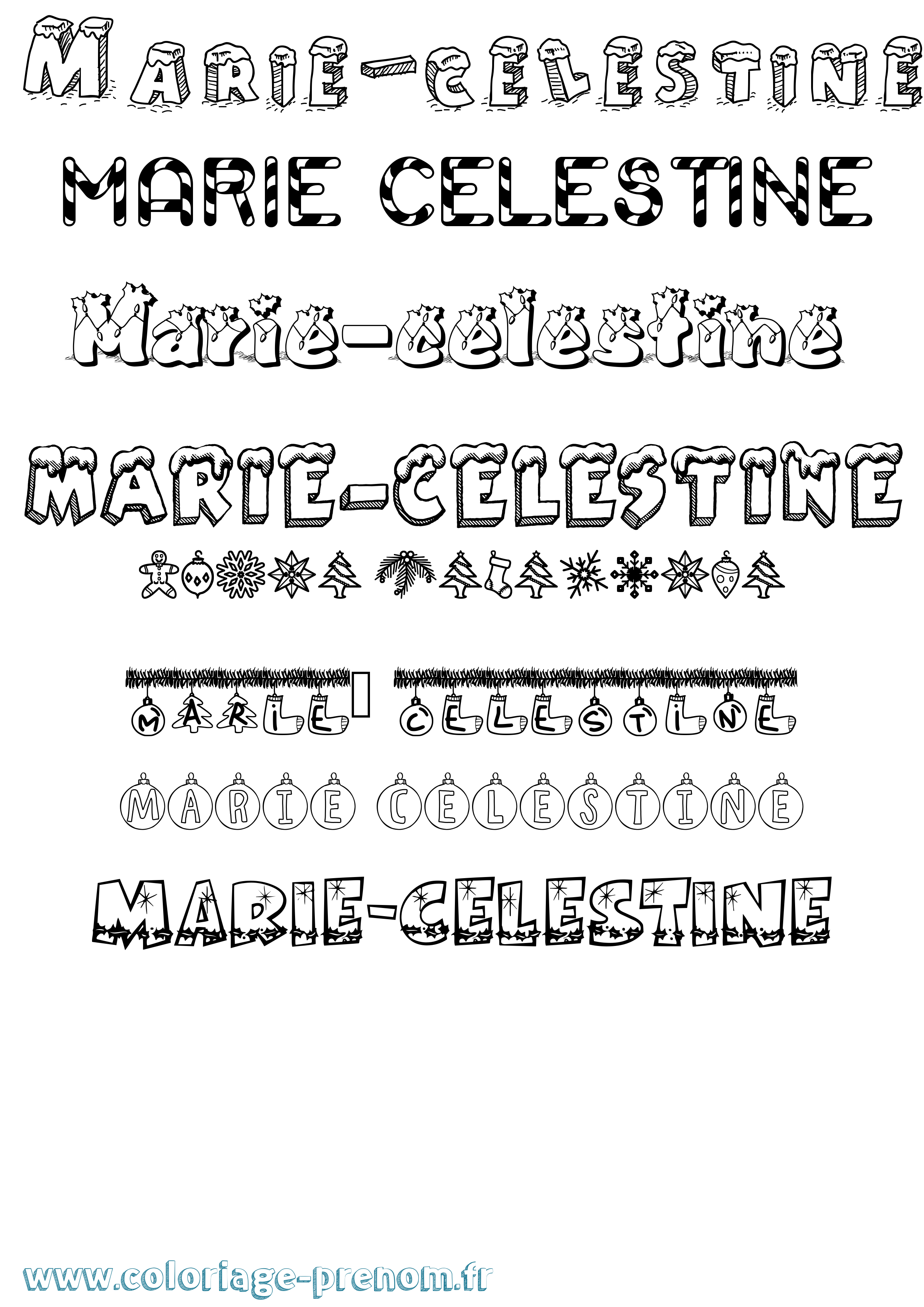 Coloriage Marie-Celestine Noël Coloriage prénom Marie-Celestine Noël