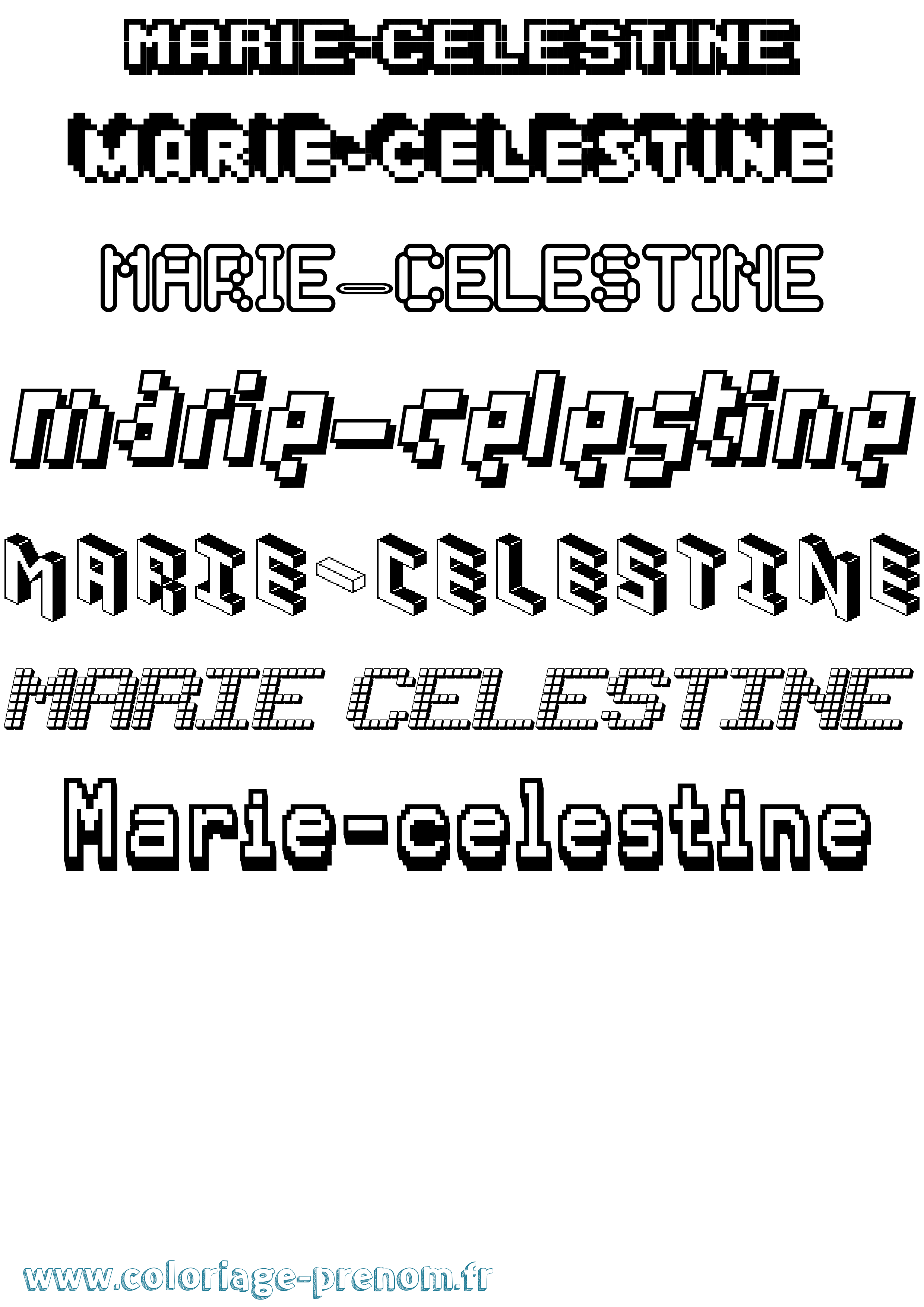 Coloriage Marie-Celestine Pixel Coloriage prénom Marie-Celestine Pixel