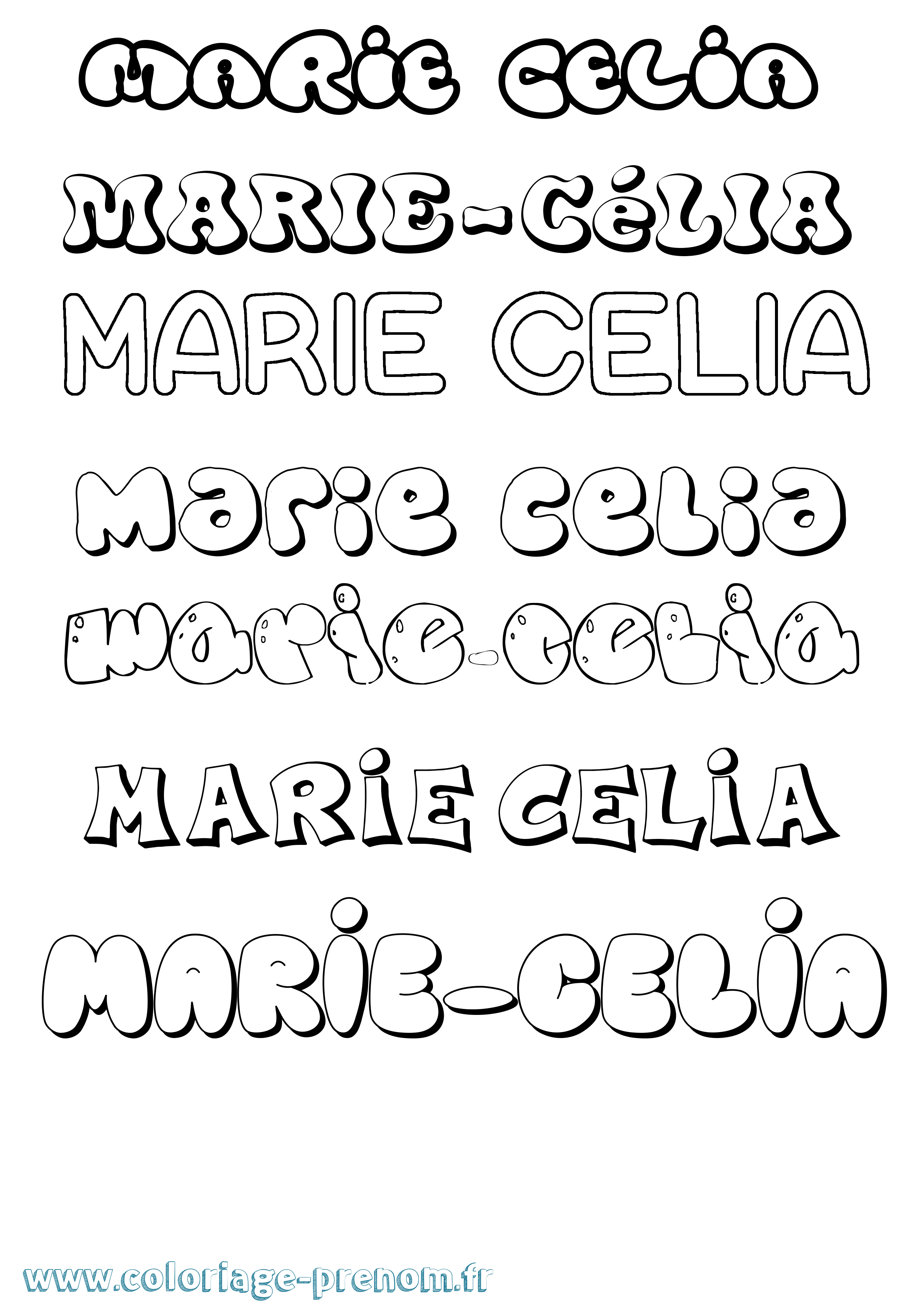 Coloriage Marie-Célia Bubble Coloriage prénom Marie-Célia Bubble