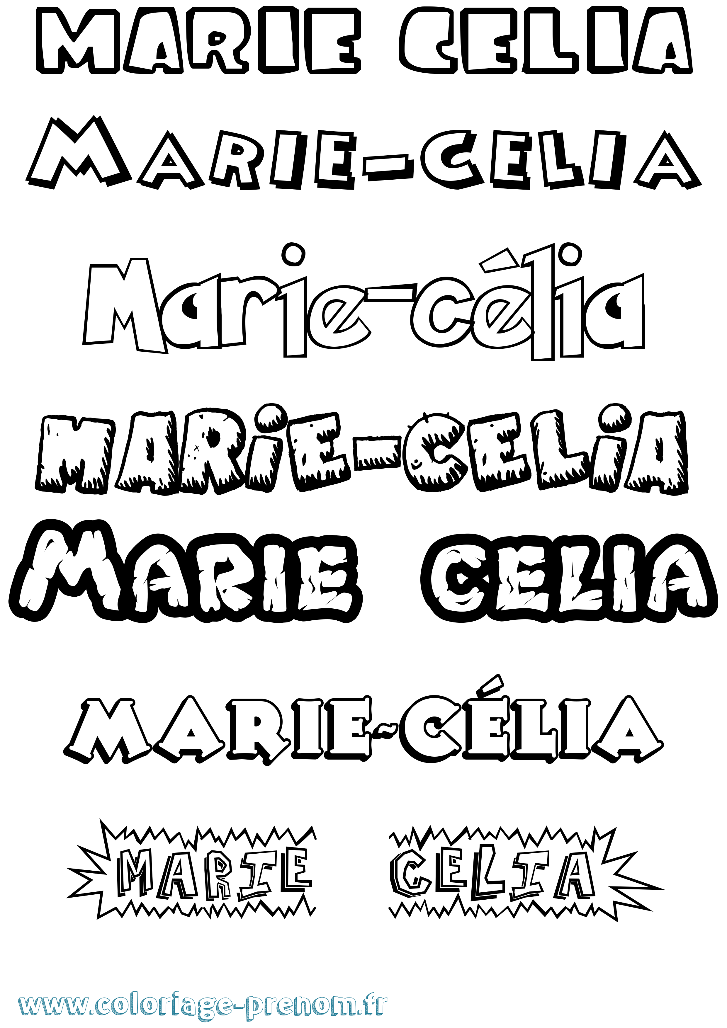 Coloriage Marie-Célia Dessin Animé Coloriage prénom Marie-Célia Dessin Animé