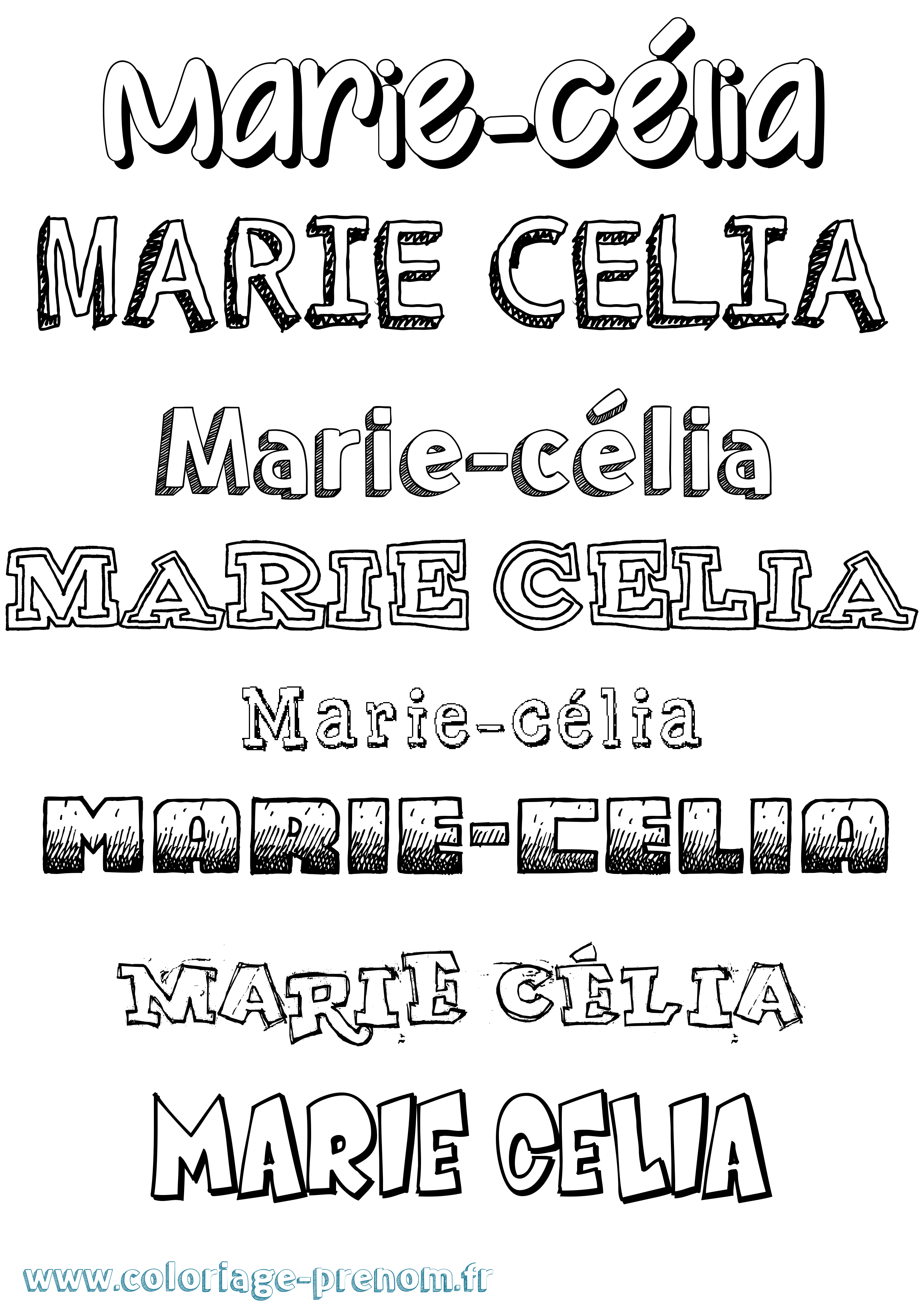 Coloriage Marie-Célia Dessiné Coloriage prénom Marie-Célia Dessiné