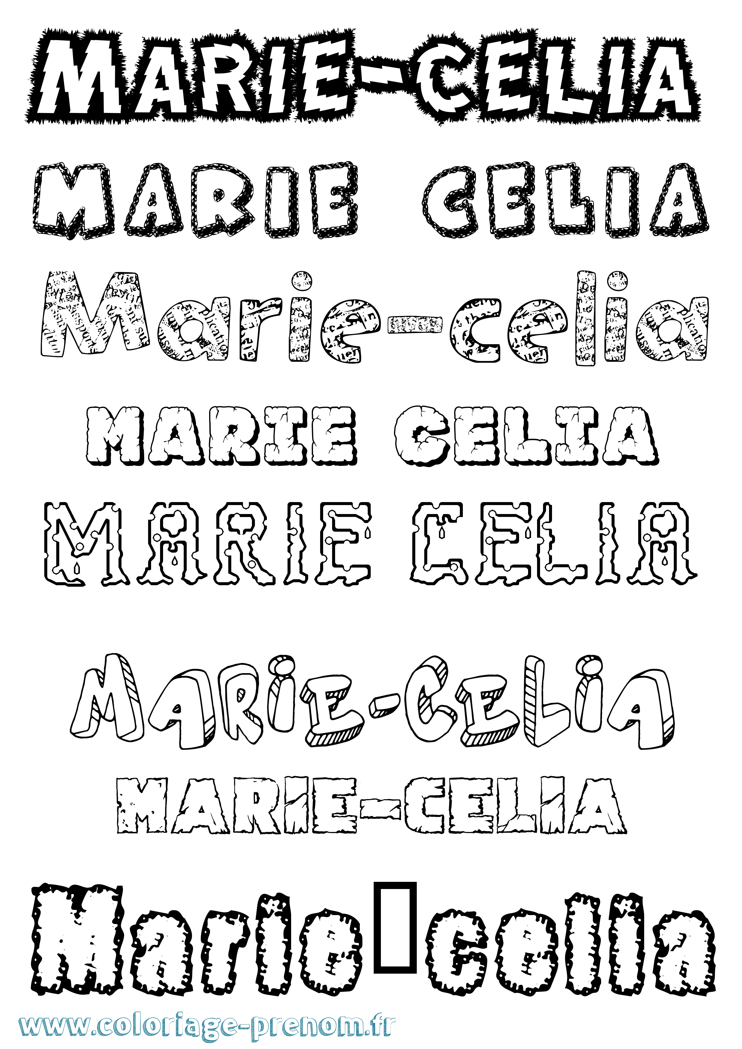 Coloriage Marie-Célia Destructuré Coloriage prénom Marie-Célia Destructuré