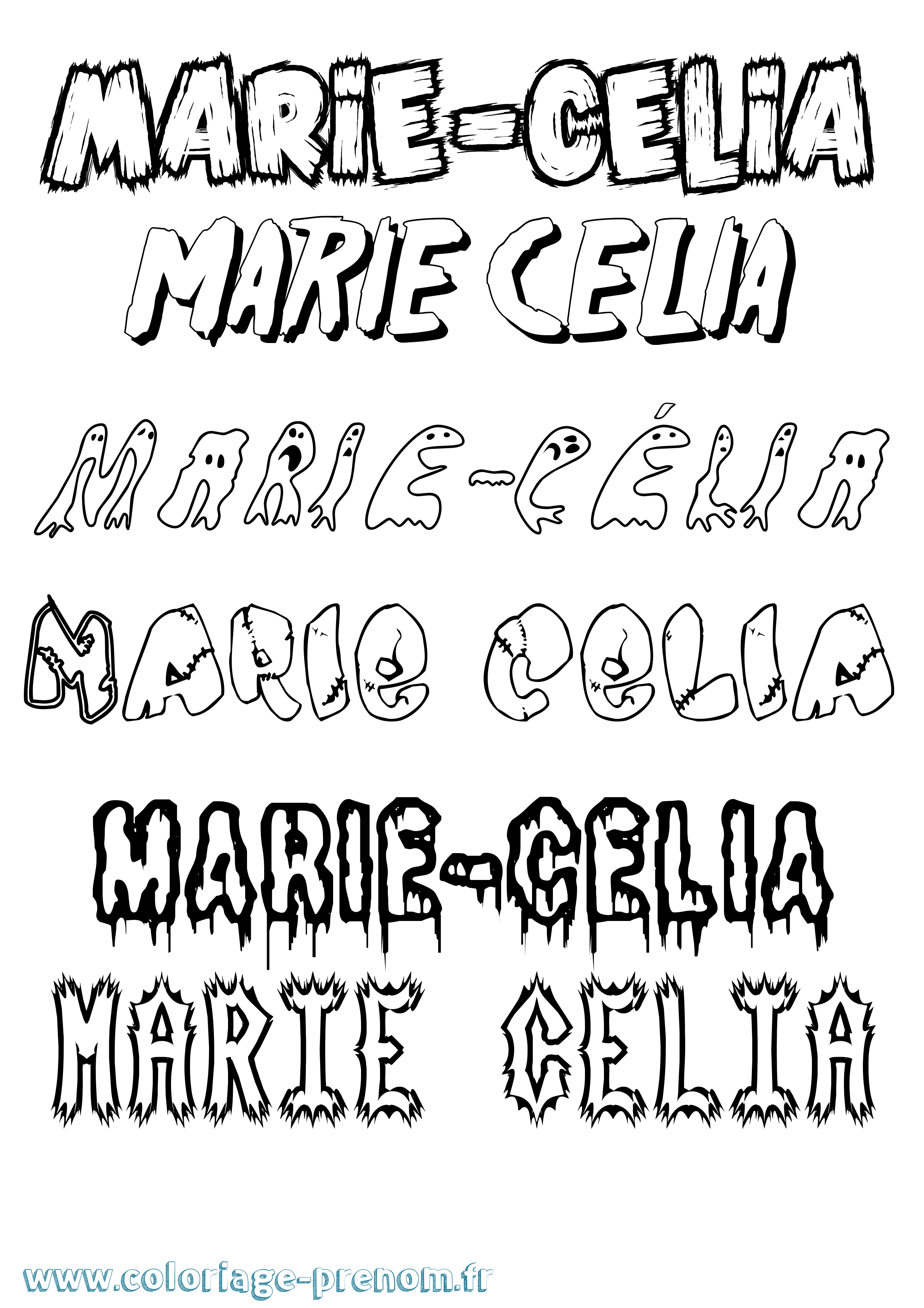 Coloriage Marie-Célia Frisson Coloriage prénom Marie-Célia Frisson
