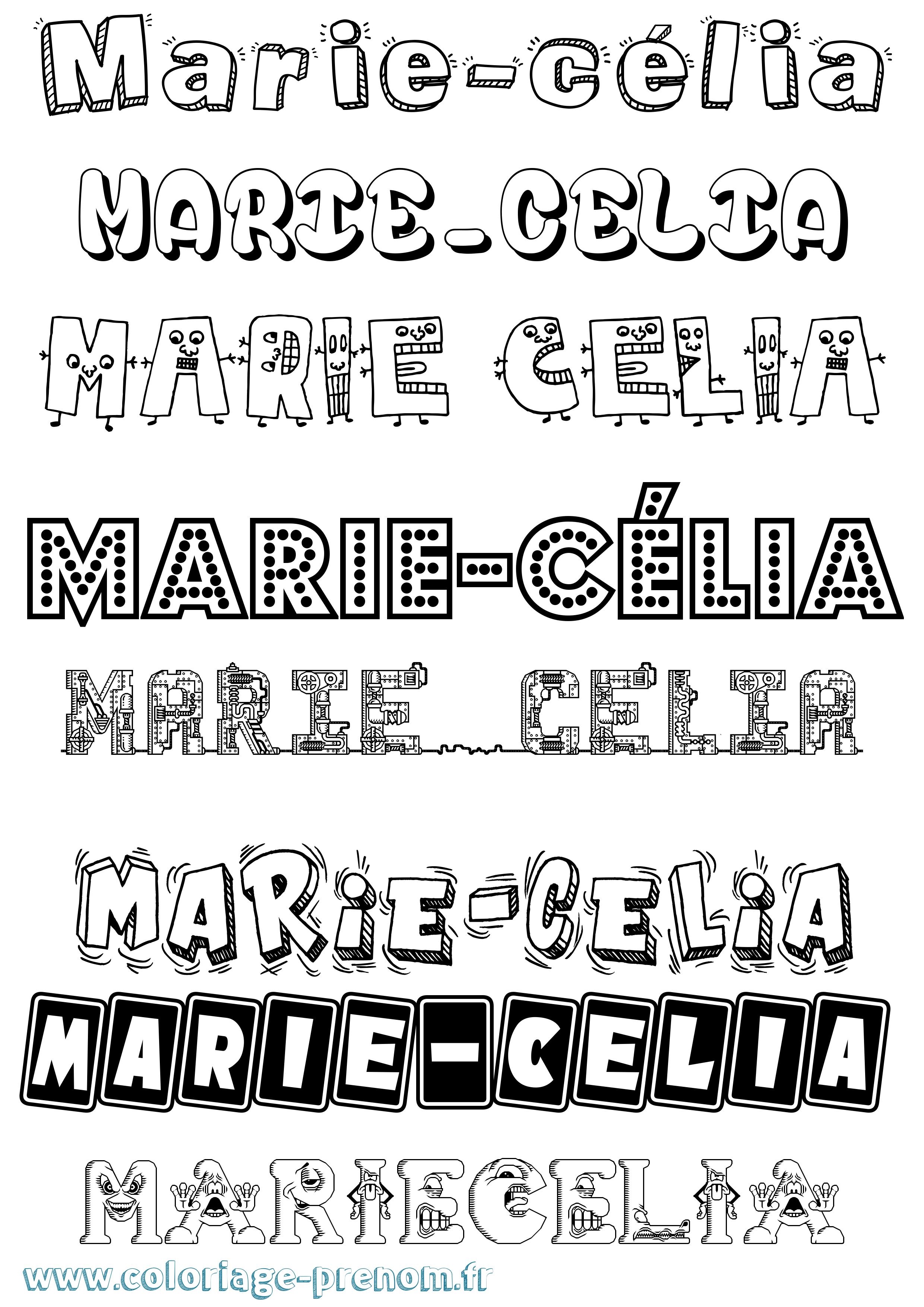 Coloriage Marie-Célia Fun Coloriage prénom Marie-Célia Fun