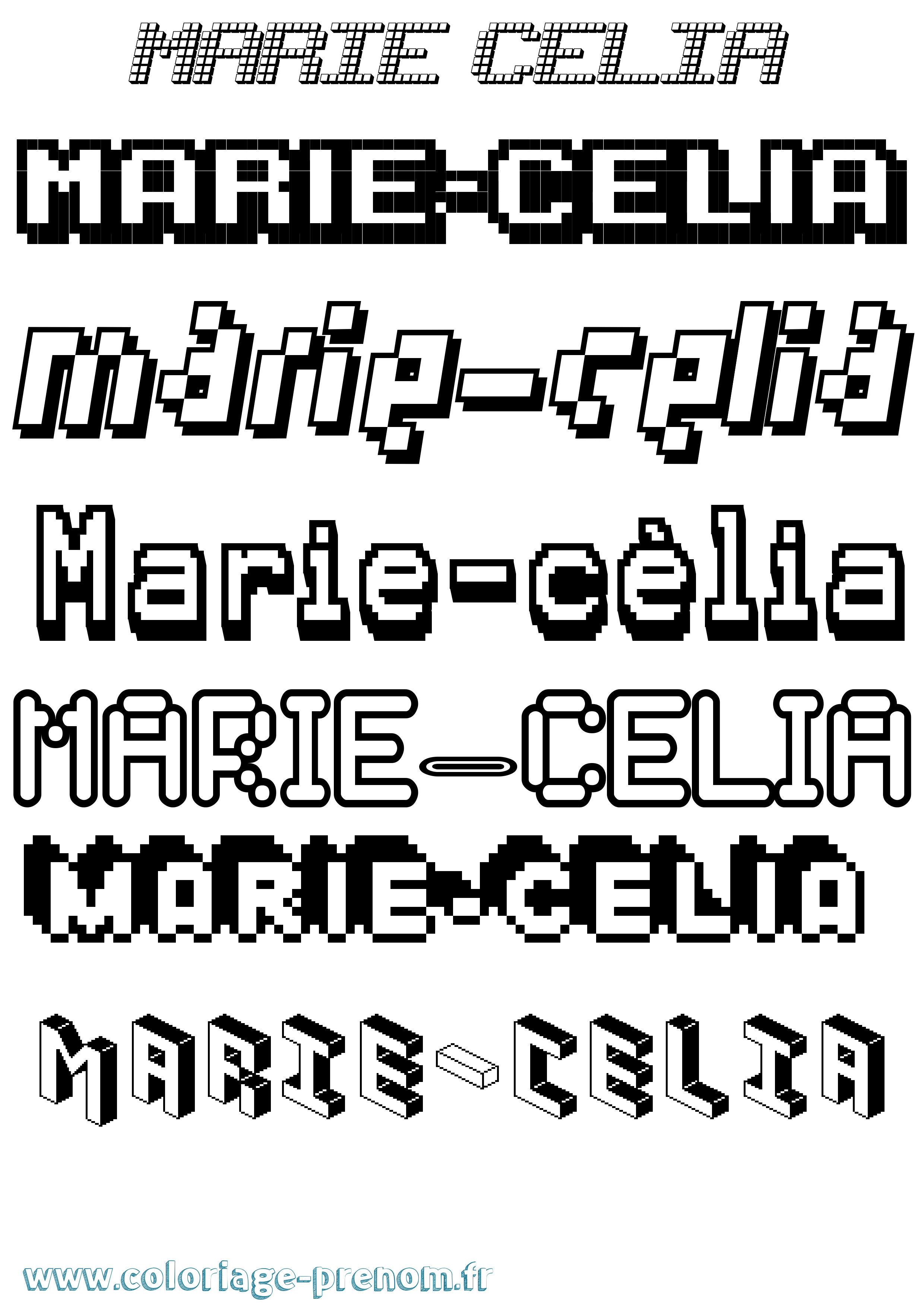 Coloriage Marie-Célia Pixel Coloriage prénom Marie-Célia Pixel