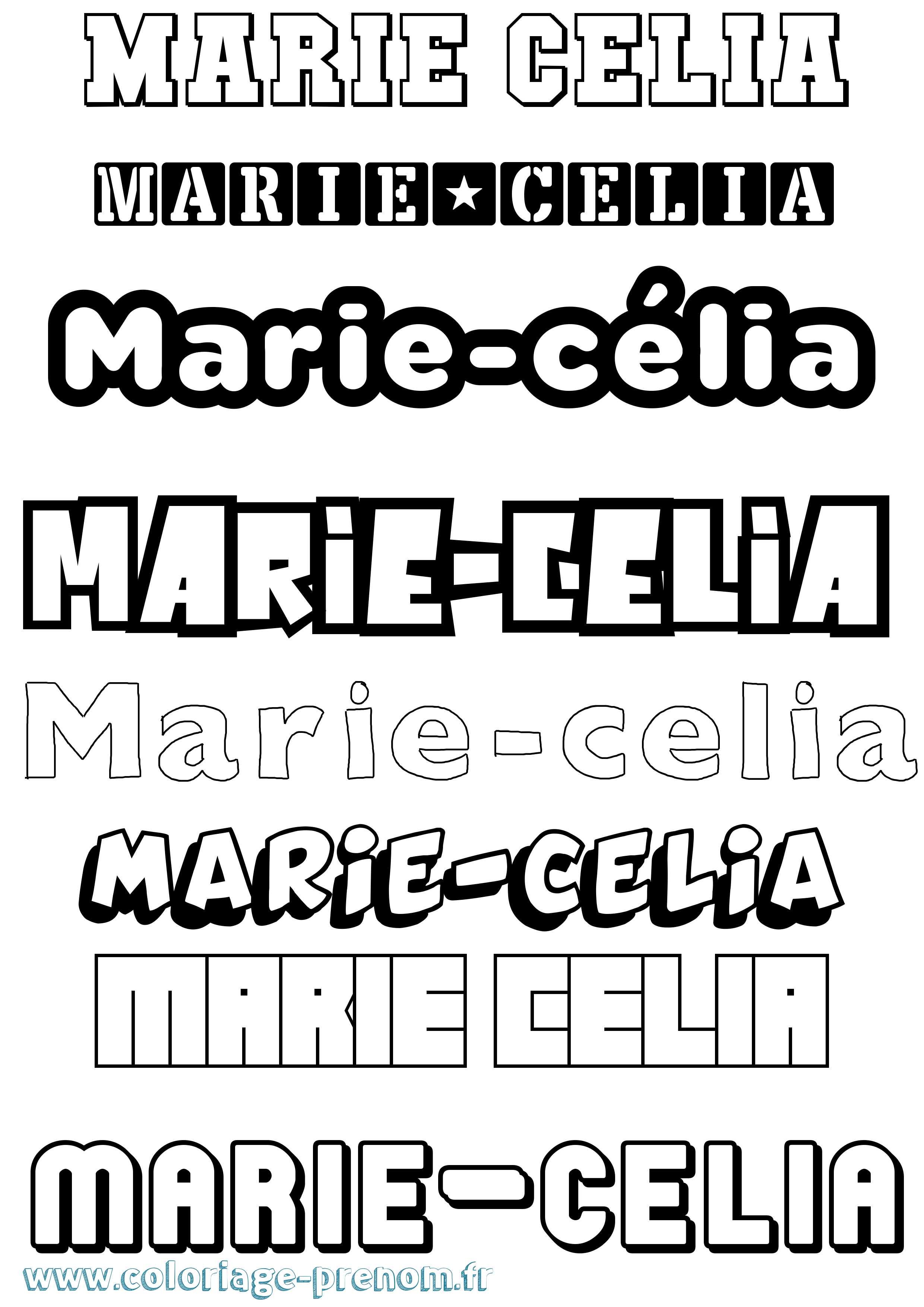 Coloriage Marie-Célia Simple Coloriage prénom Marie-Célia Simple