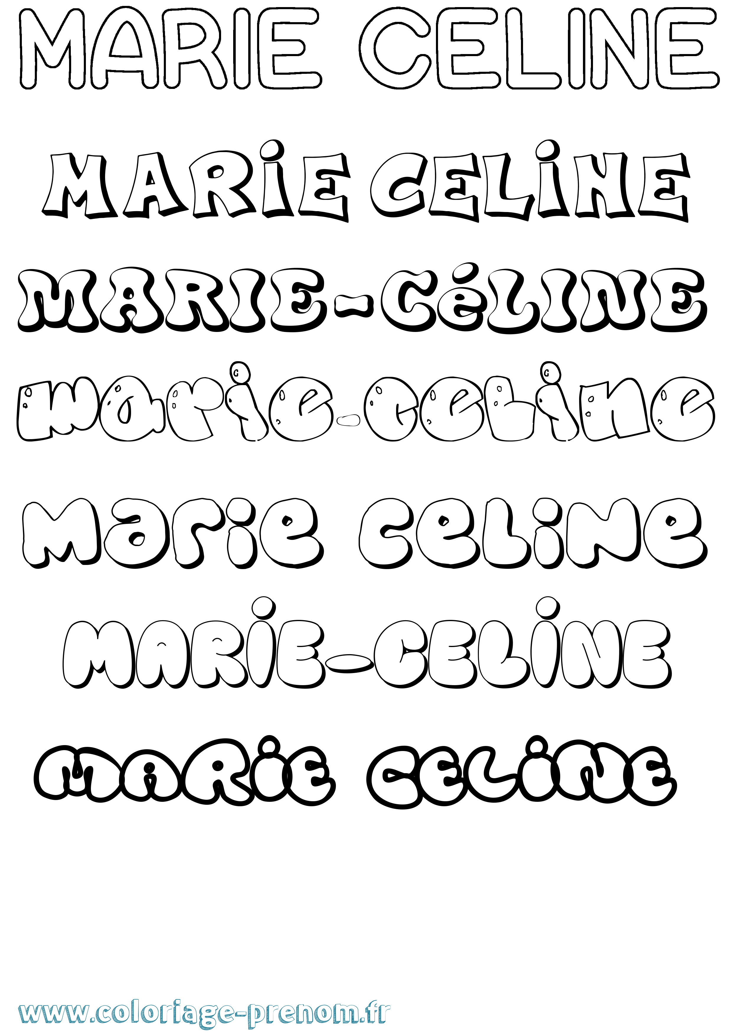 Coloriage Marie-Céline Bubble Coloriage prénom Marie-Céline Bubble