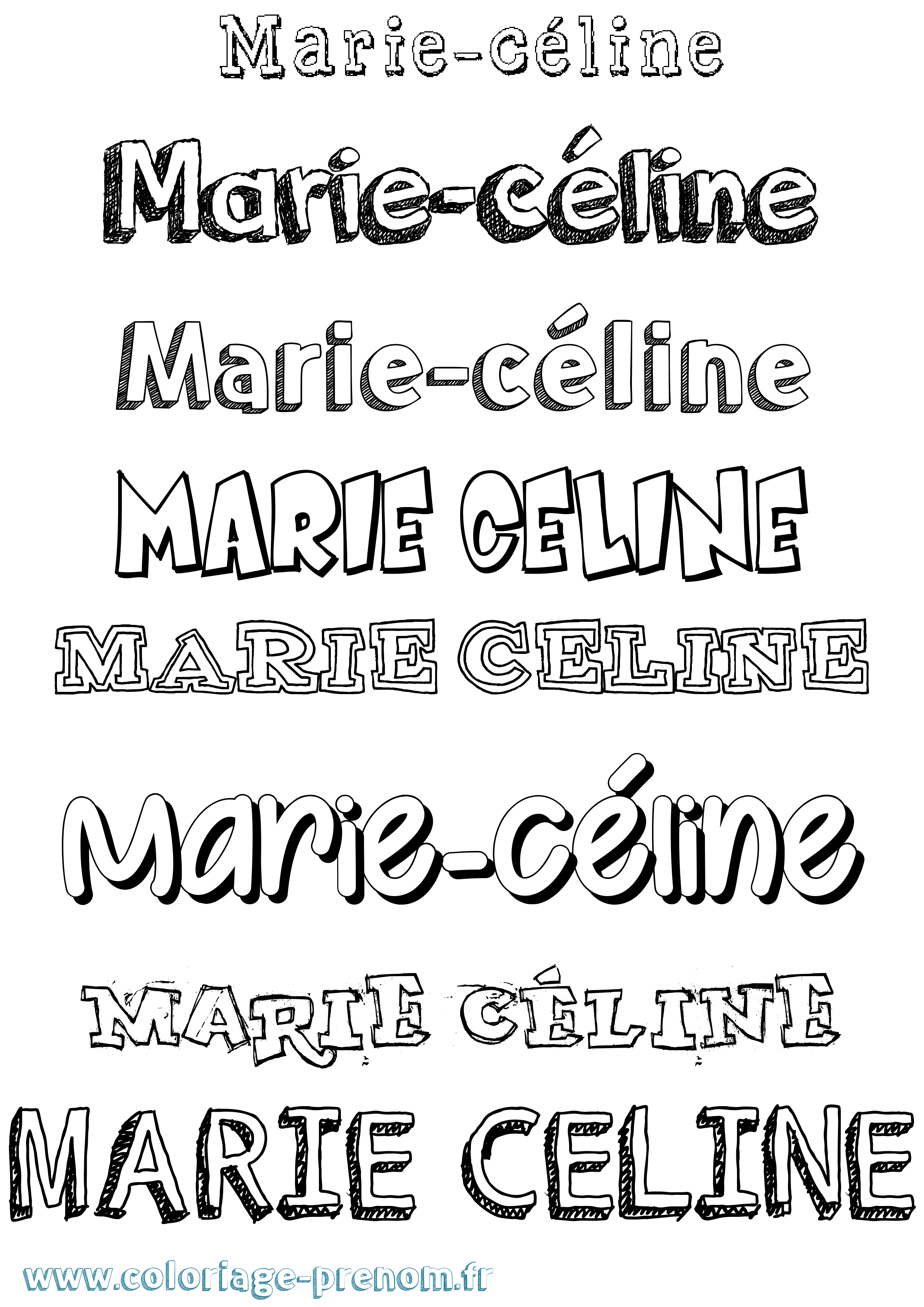 Coloriage Marie-Céline Dessiné Coloriage prénom Marie-Céline Dessiné