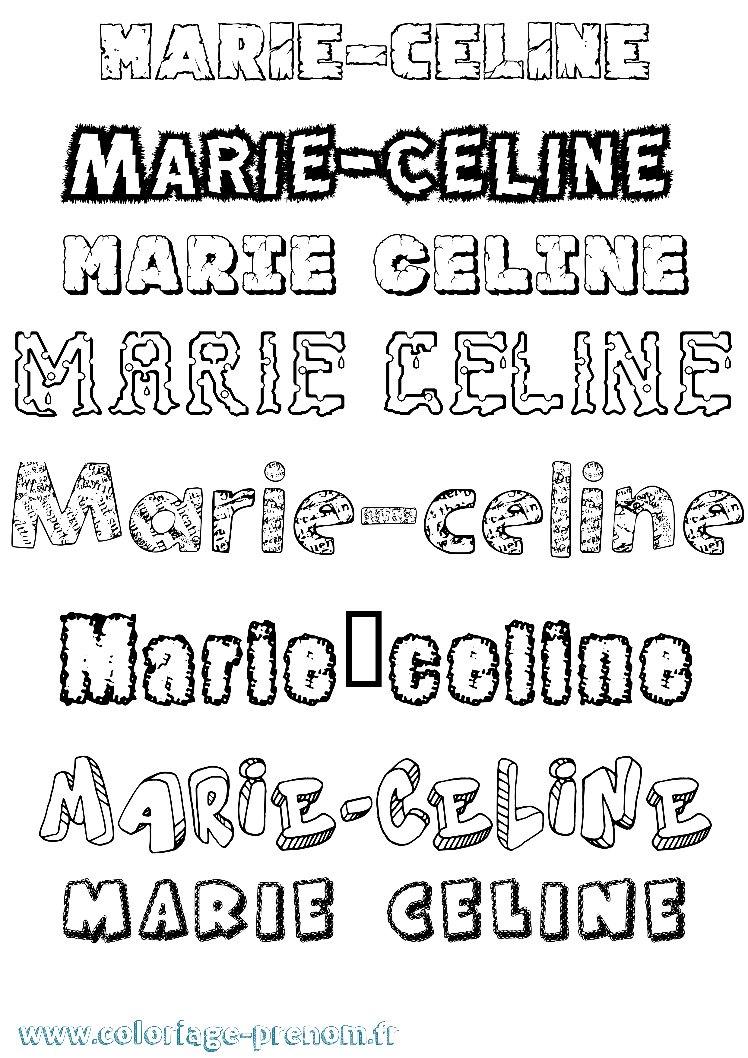 Coloriage Marie-Céline Destructuré Coloriage prénom Marie-Céline Destructuré