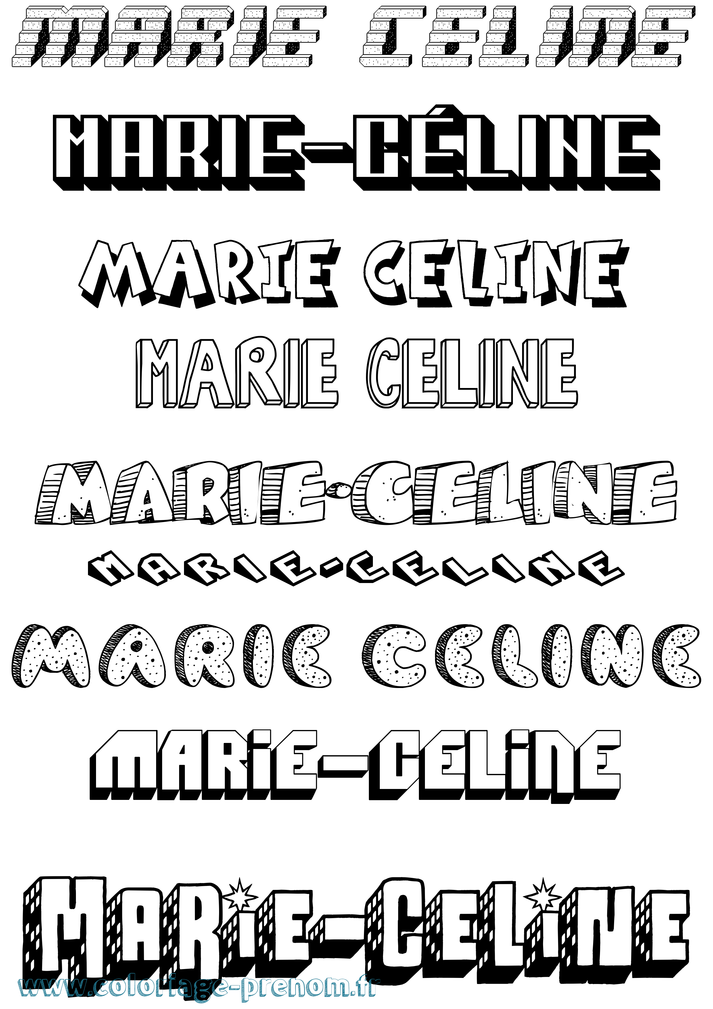 Coloriage Marie-Céline Effet 3D Coloriage prénom Marie-Céline Effet 3D