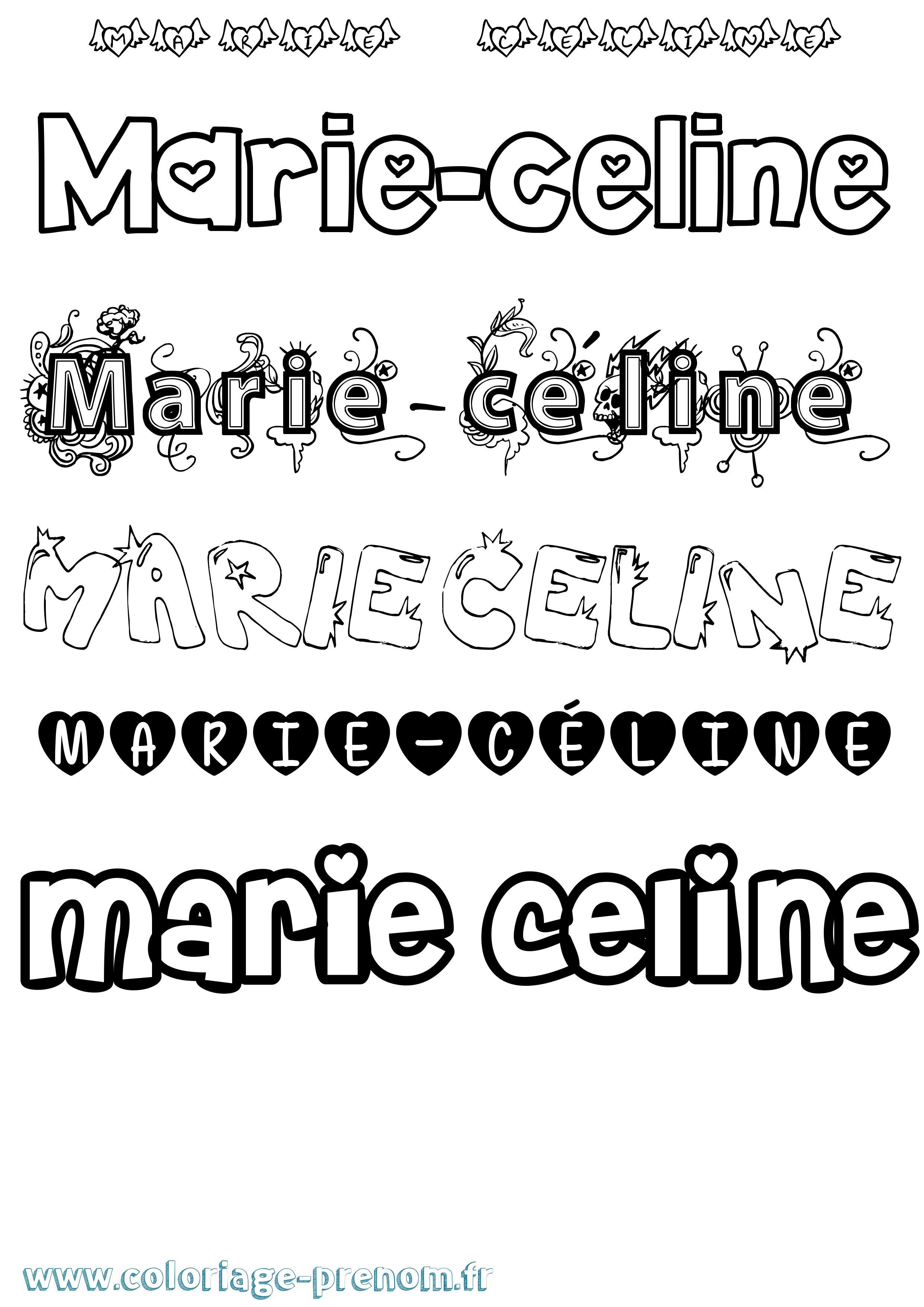 Coloriage Marie-Céline Girly Coloriage prénom Marie-Céline Girly