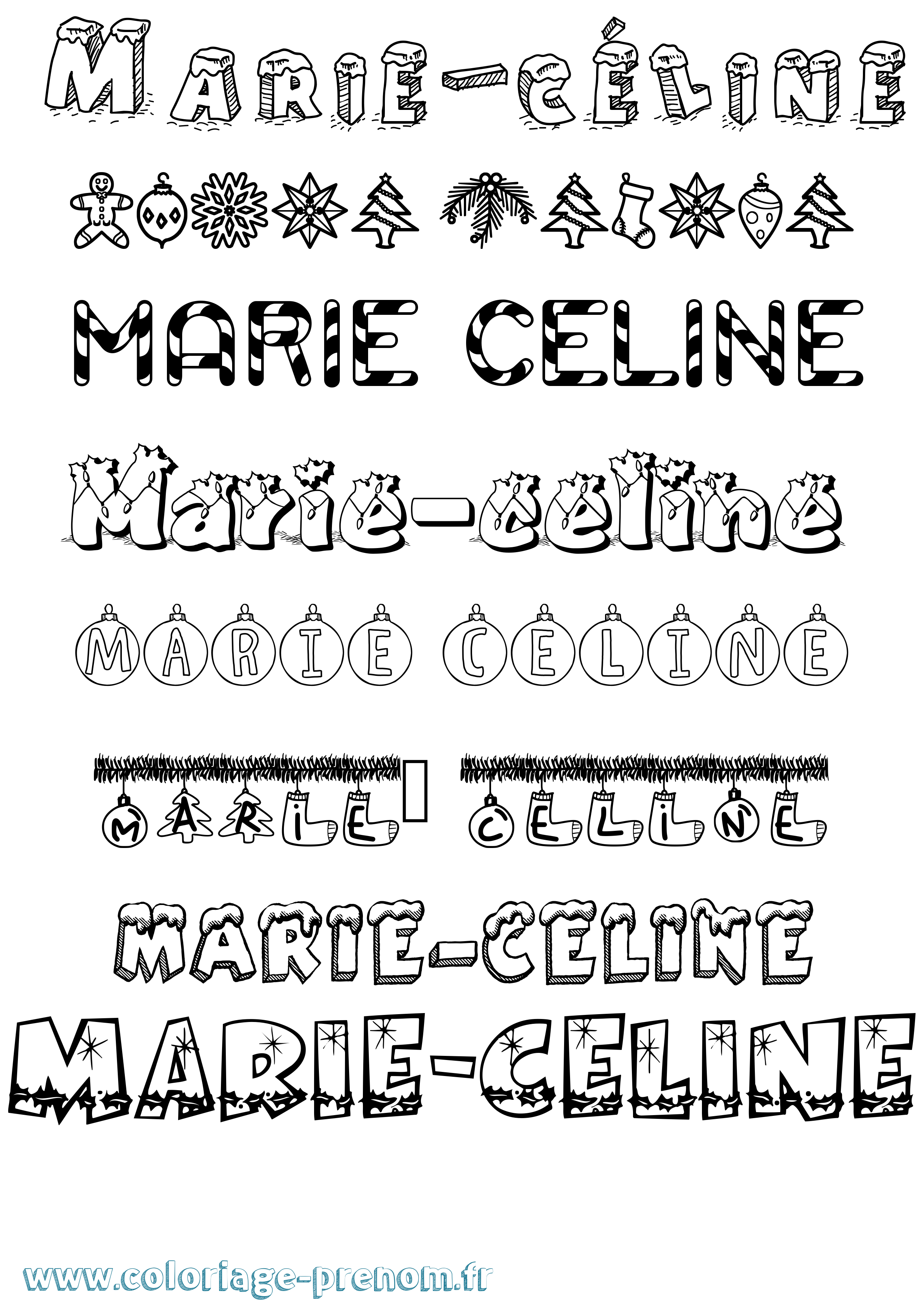 Coloriage Marie-Céline Noël Coloriage prénom Marie-Céline Noël