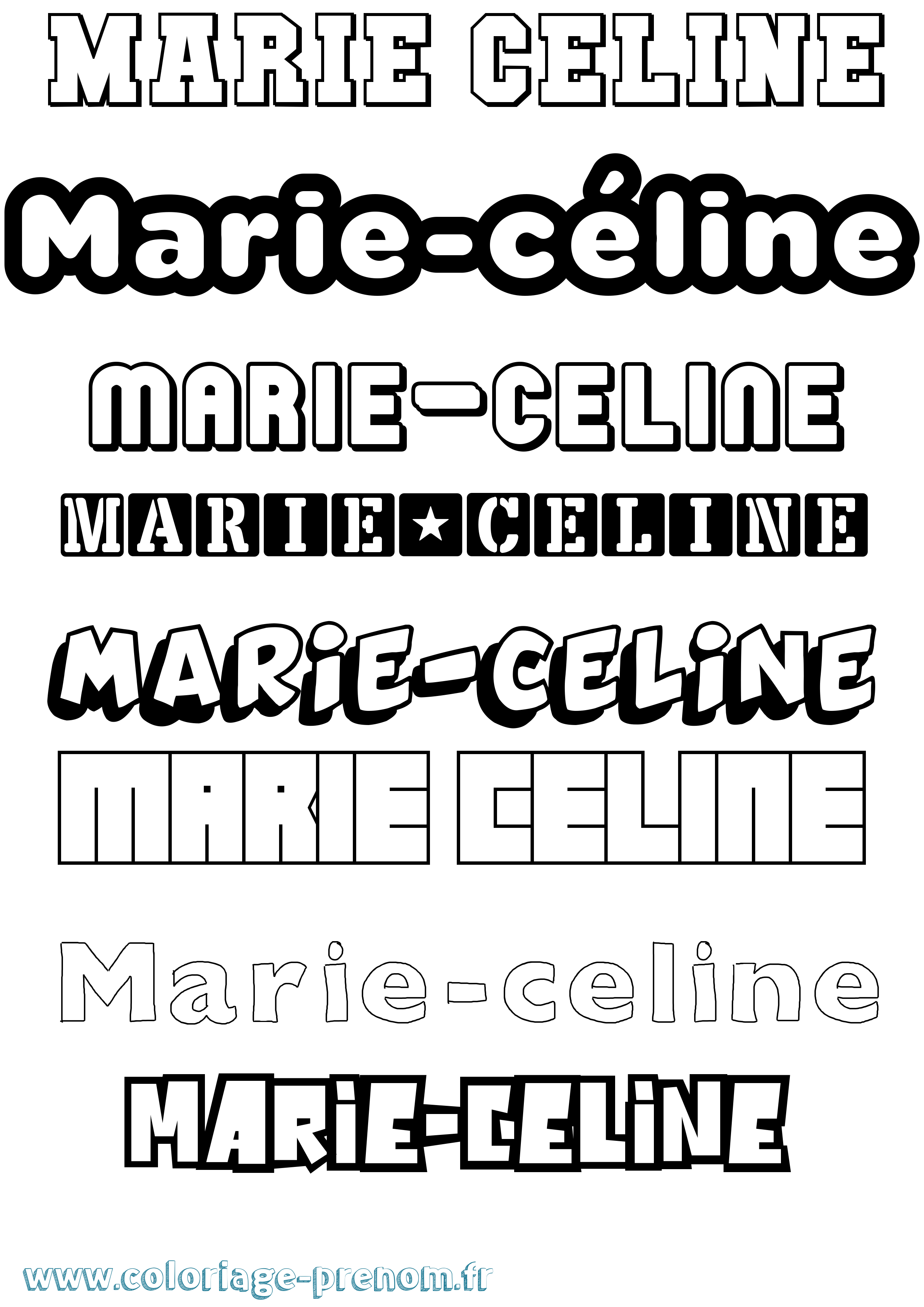 Coloriage Marie-Céline Simple Coloriage prénom Marie-Céline Simple