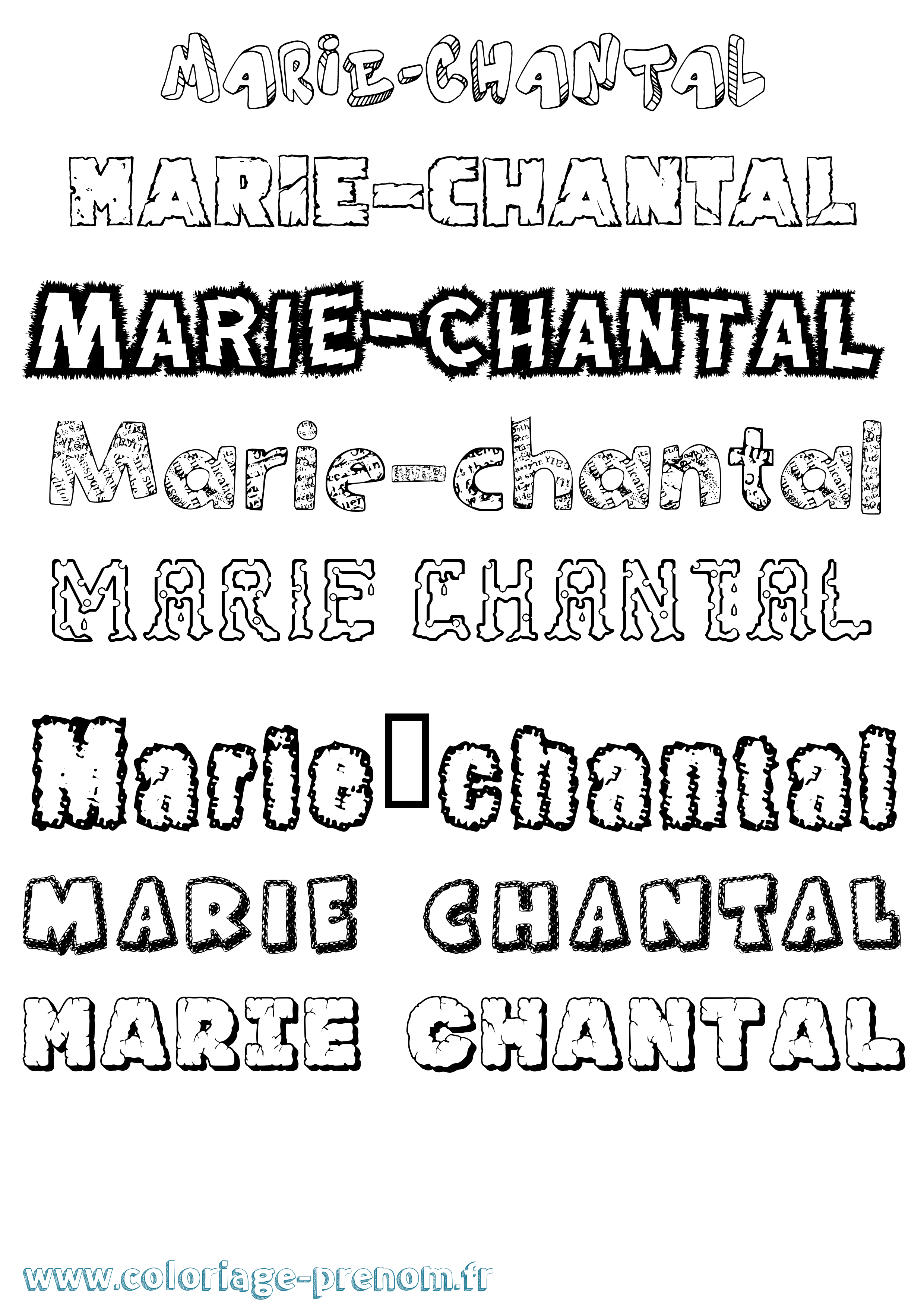 Coloriage Marie-Chantal Destructuré Coloriage prénom Marie-Chantal Destructuré