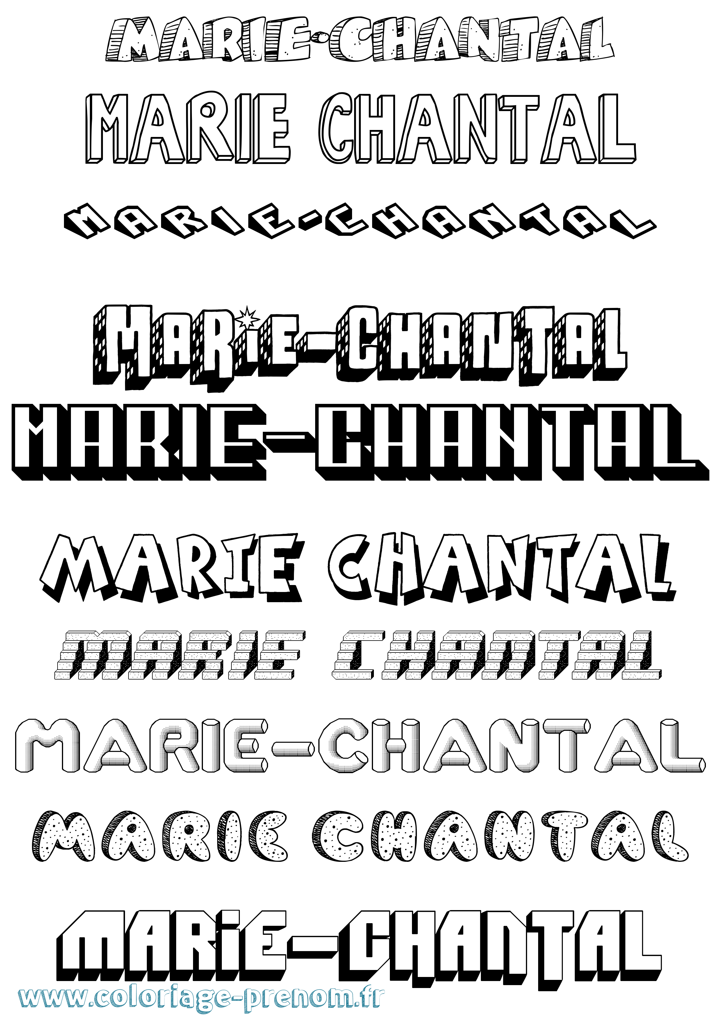 Coloriage Marie-Chantal Effet 3D Coloriage prénom Marie-Chantal Effet 3D