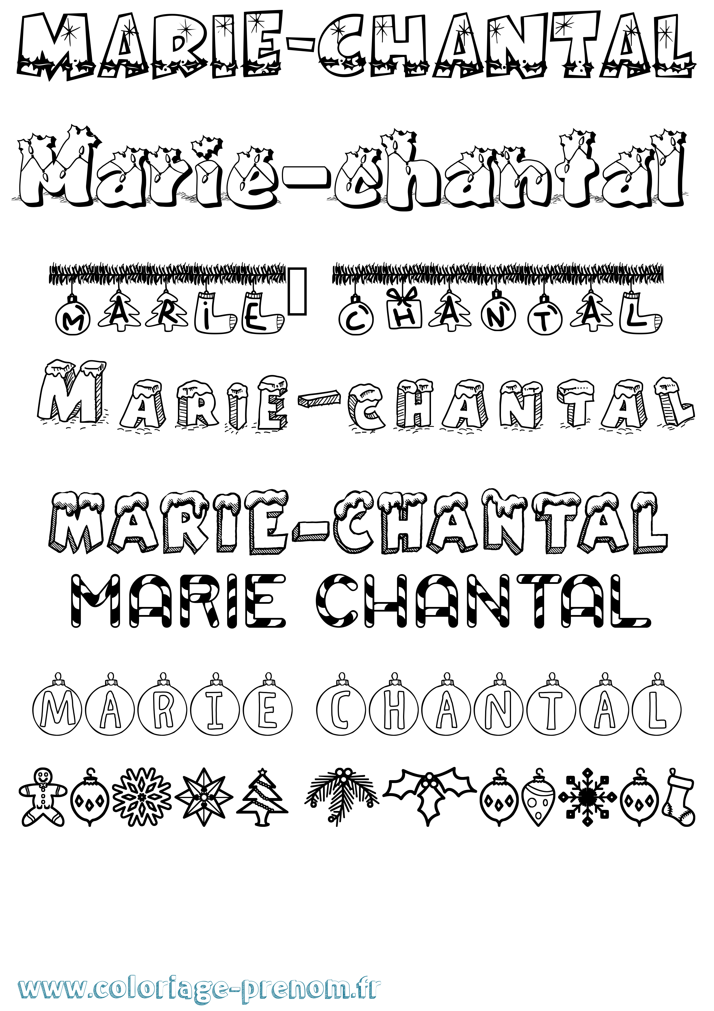 Coloriage Marie-Chantal Noël Coloriage prénom Marie-Chantal Noël