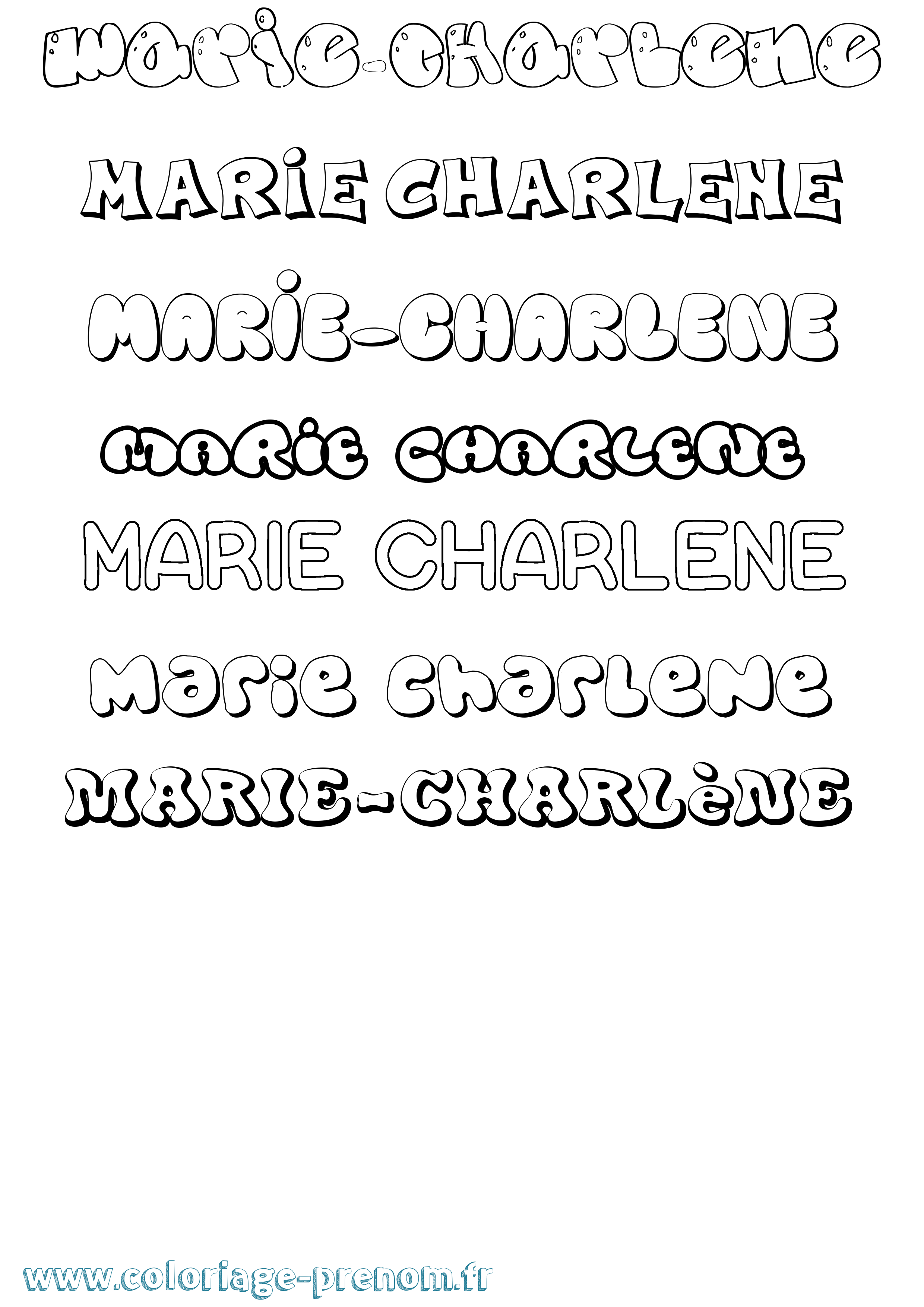 Coloriage Marie-Charlène Bubble Coloriage prénom Marie-Charlène Bubble
