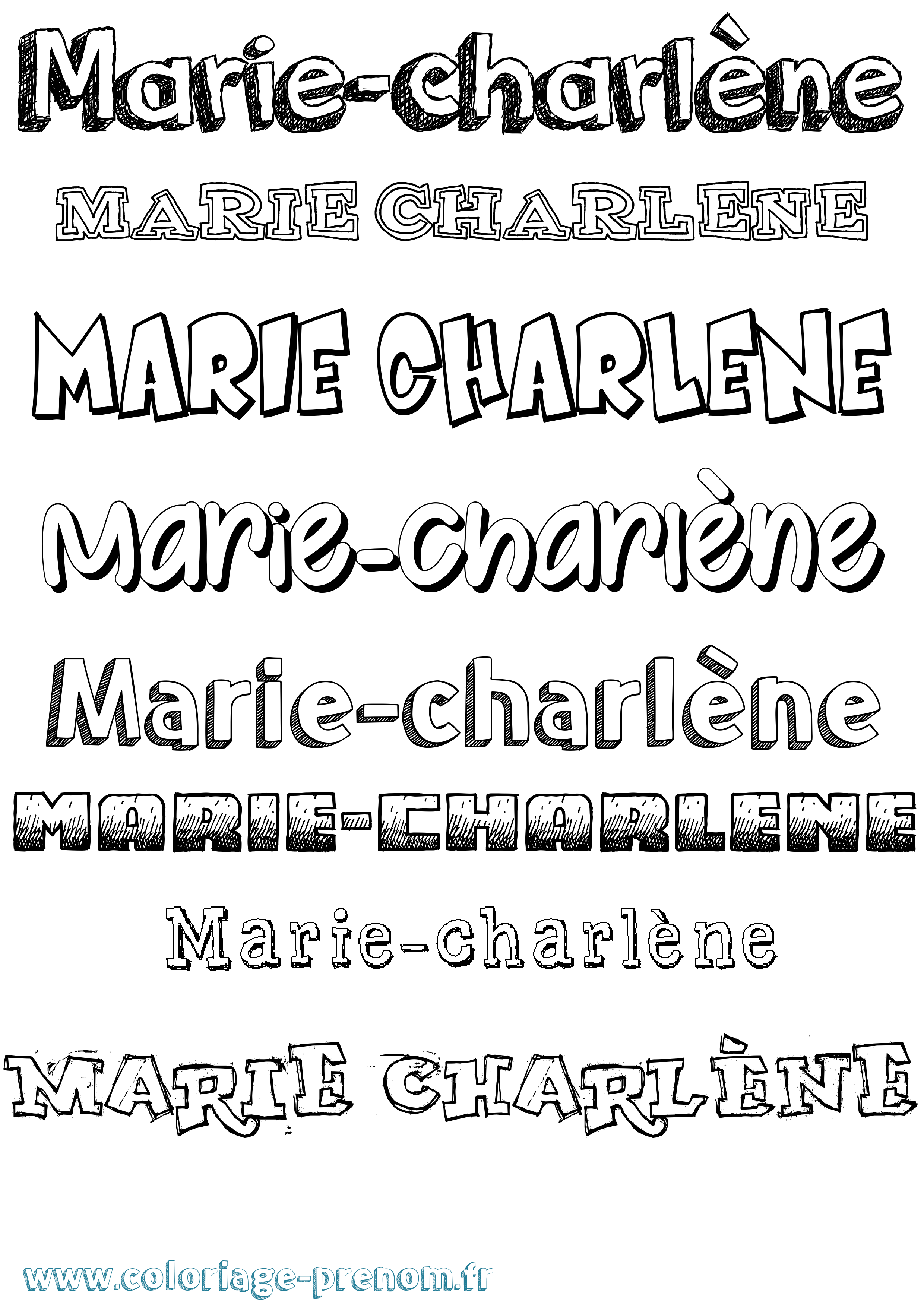 Coloriage Marie-Charlène Dessiné Coloriage prénom Marie-Charlène Dessiné