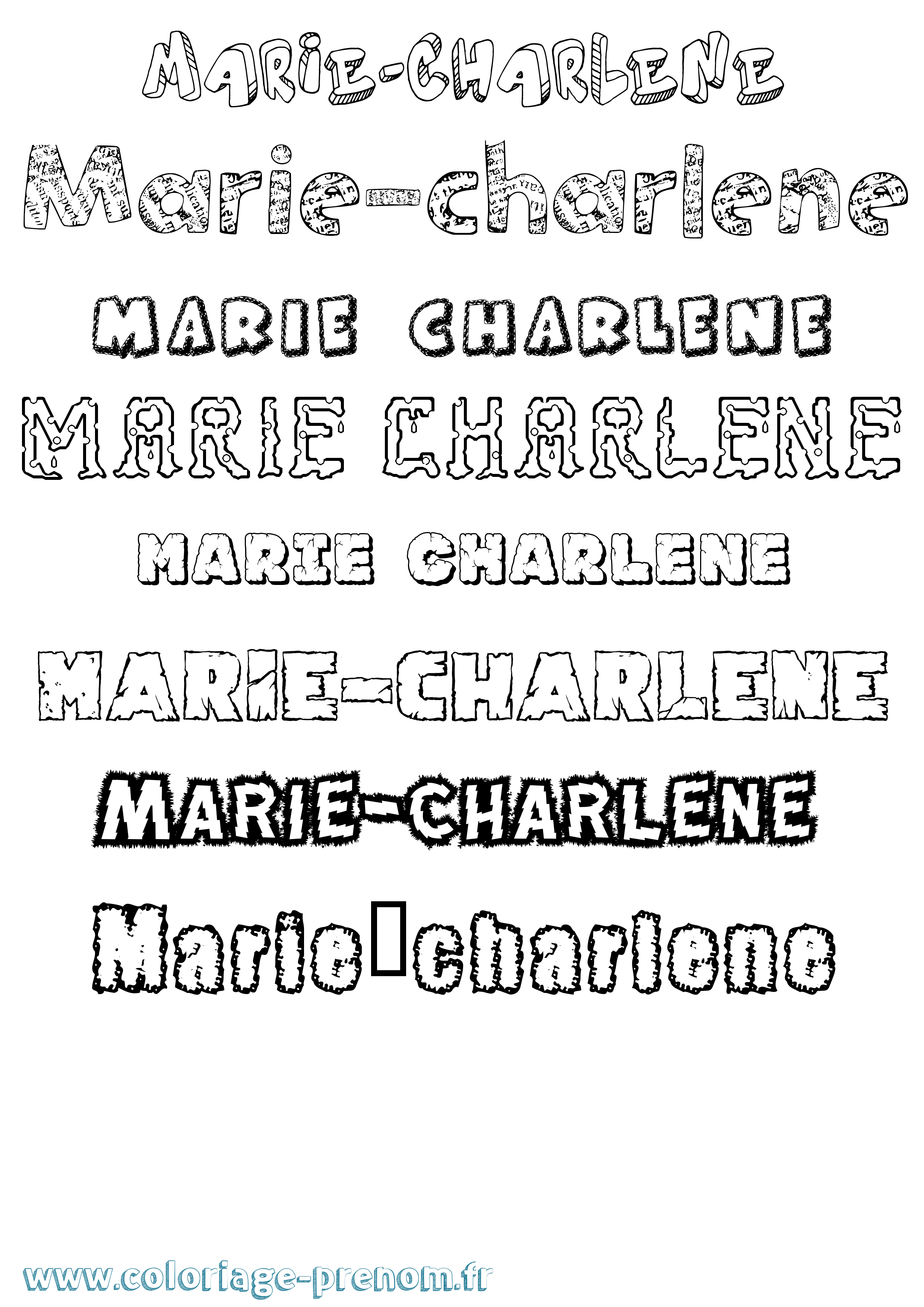 Coloriage Marie-Charlène Destructuré Coloriage prénom Marie-Charlène Destructuré