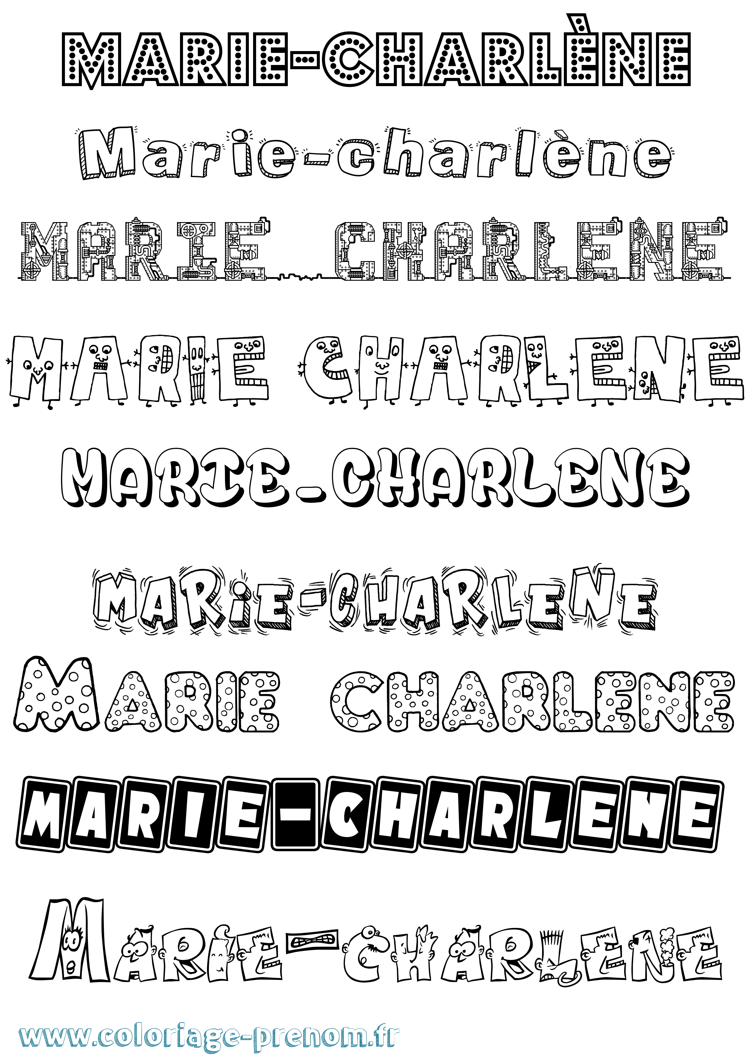 Coloriage Marie-Charlène Fun Coloriage prénom Marie-Charlène Fun