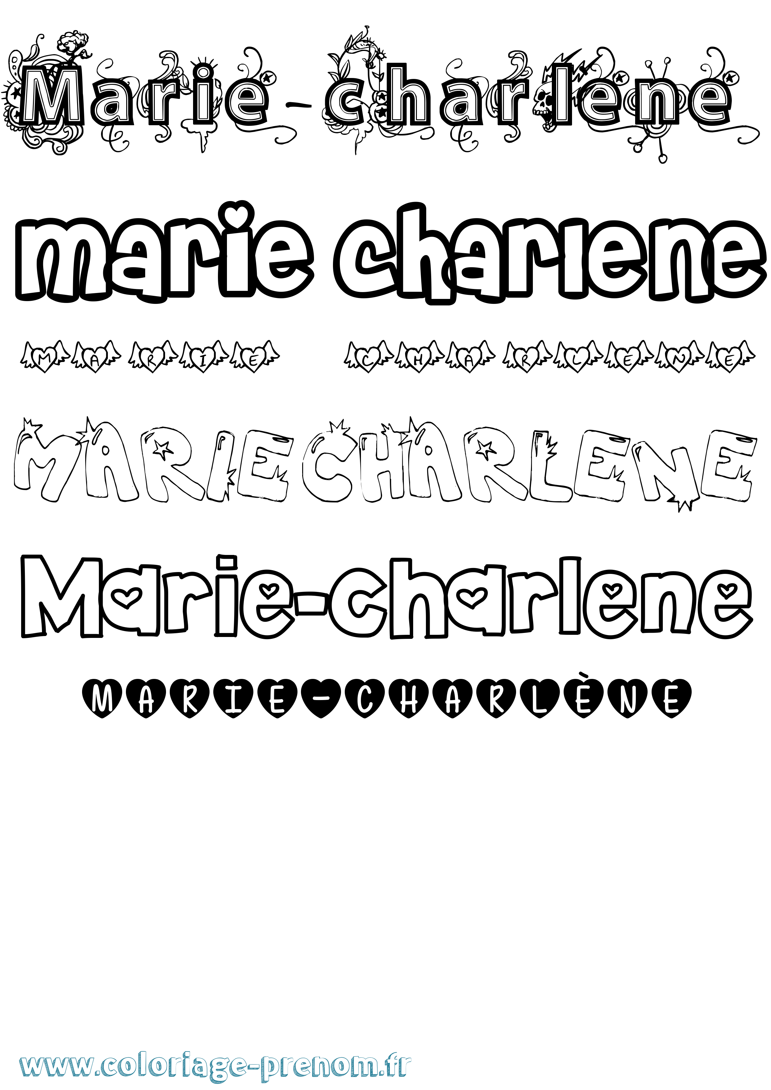 Coloriage Marie-Charlène Girly Coloriage prénom Marie-Charlène Girly