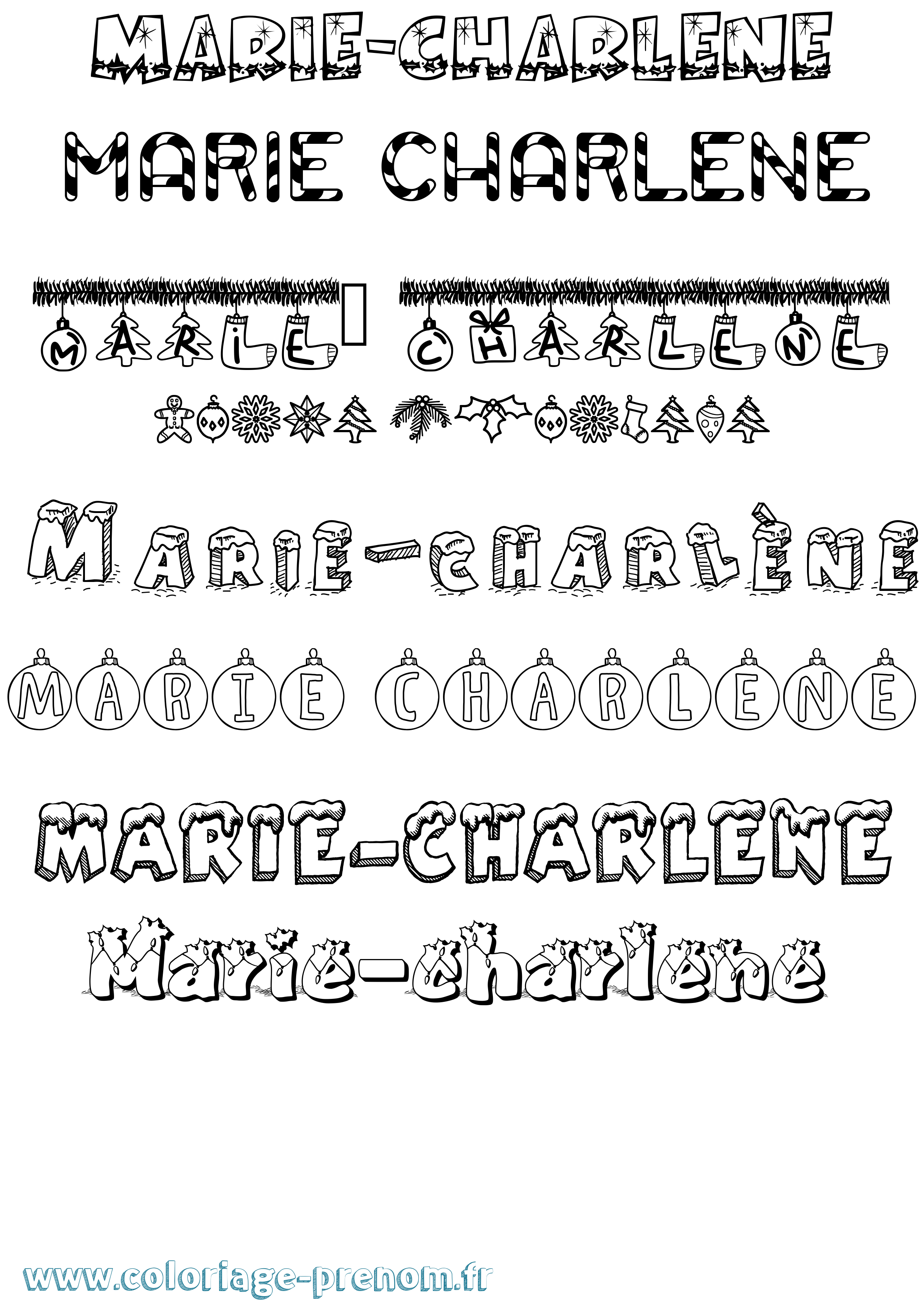 Coloriage Marie-Charlène Noël Coloriage prénom Marie-Charlène Noël