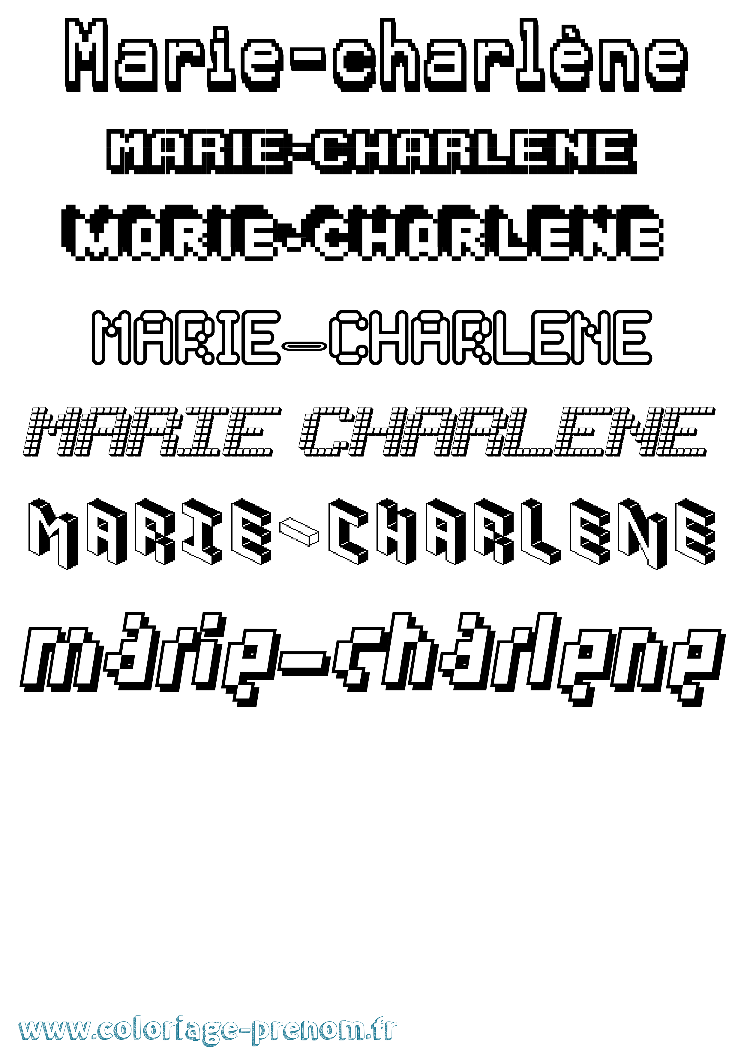 Coloriage Marie-Charlène Pixel Coloriage prénom Marie-Charlène Pixel