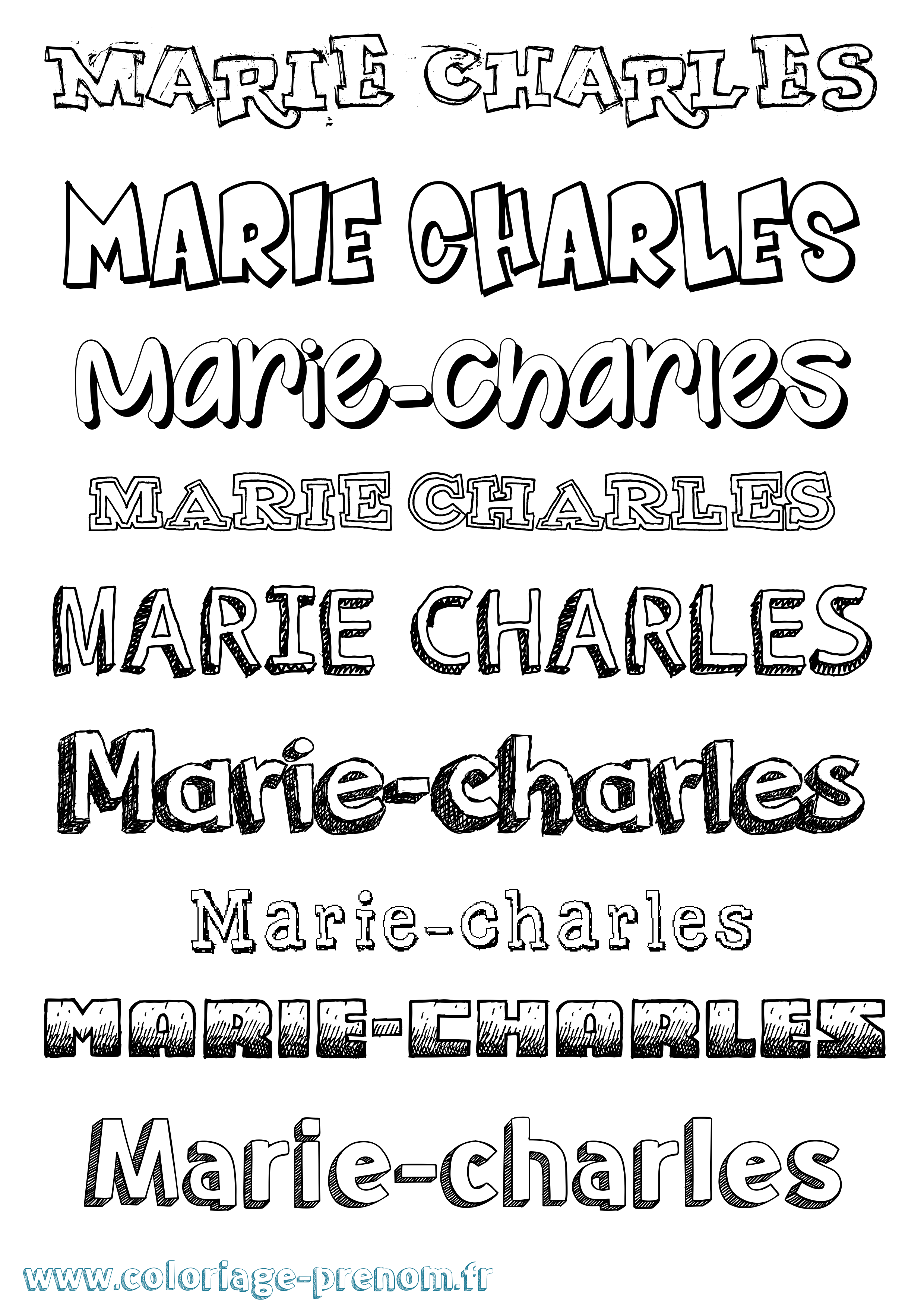 Coloriage Marie-Charles Dessiné Coloriage prénom Marie-Charles Dessiné