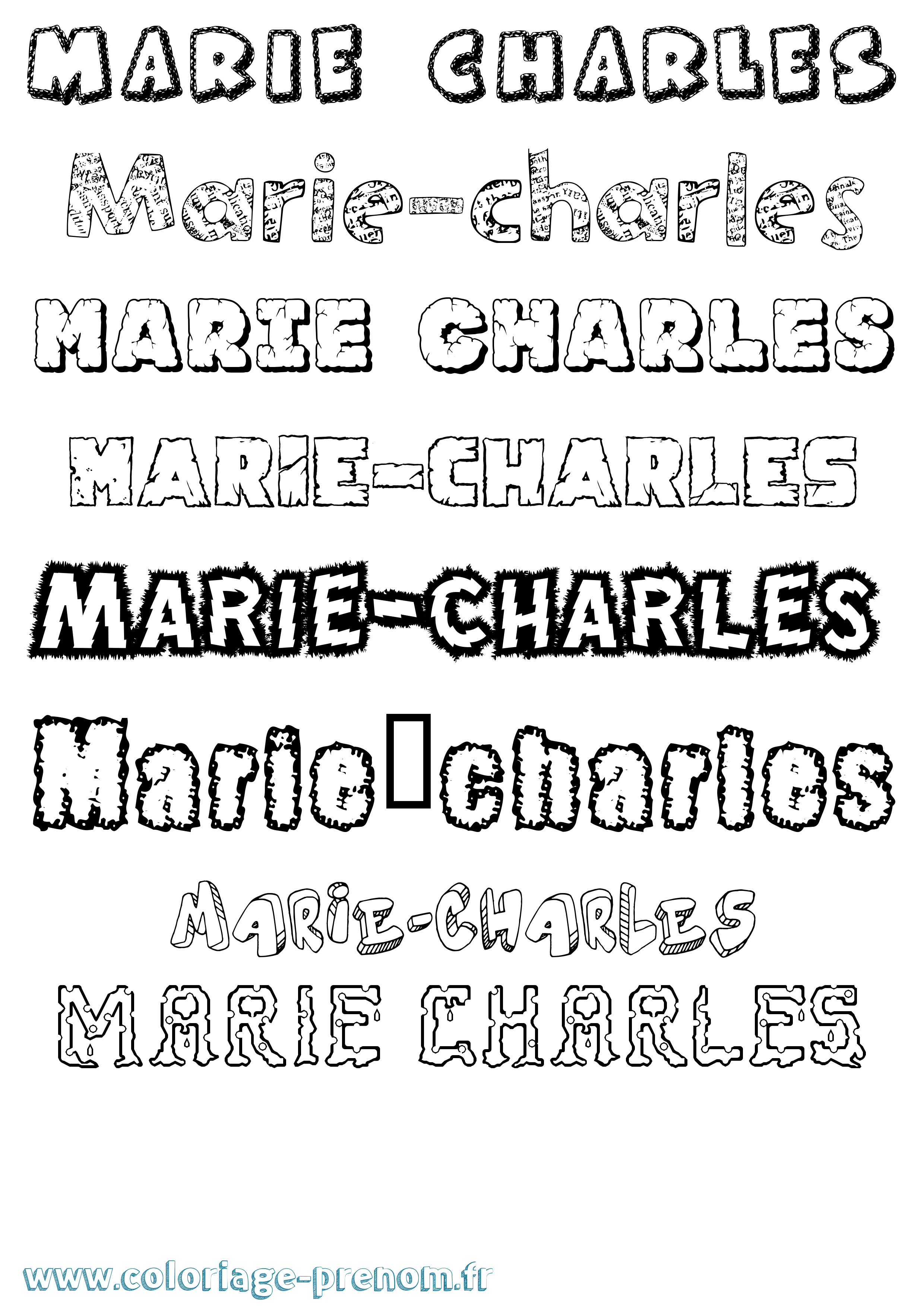 Coloriage Marie-Charles Destructuré Coloriage prénom Marie-Charles Destructuré