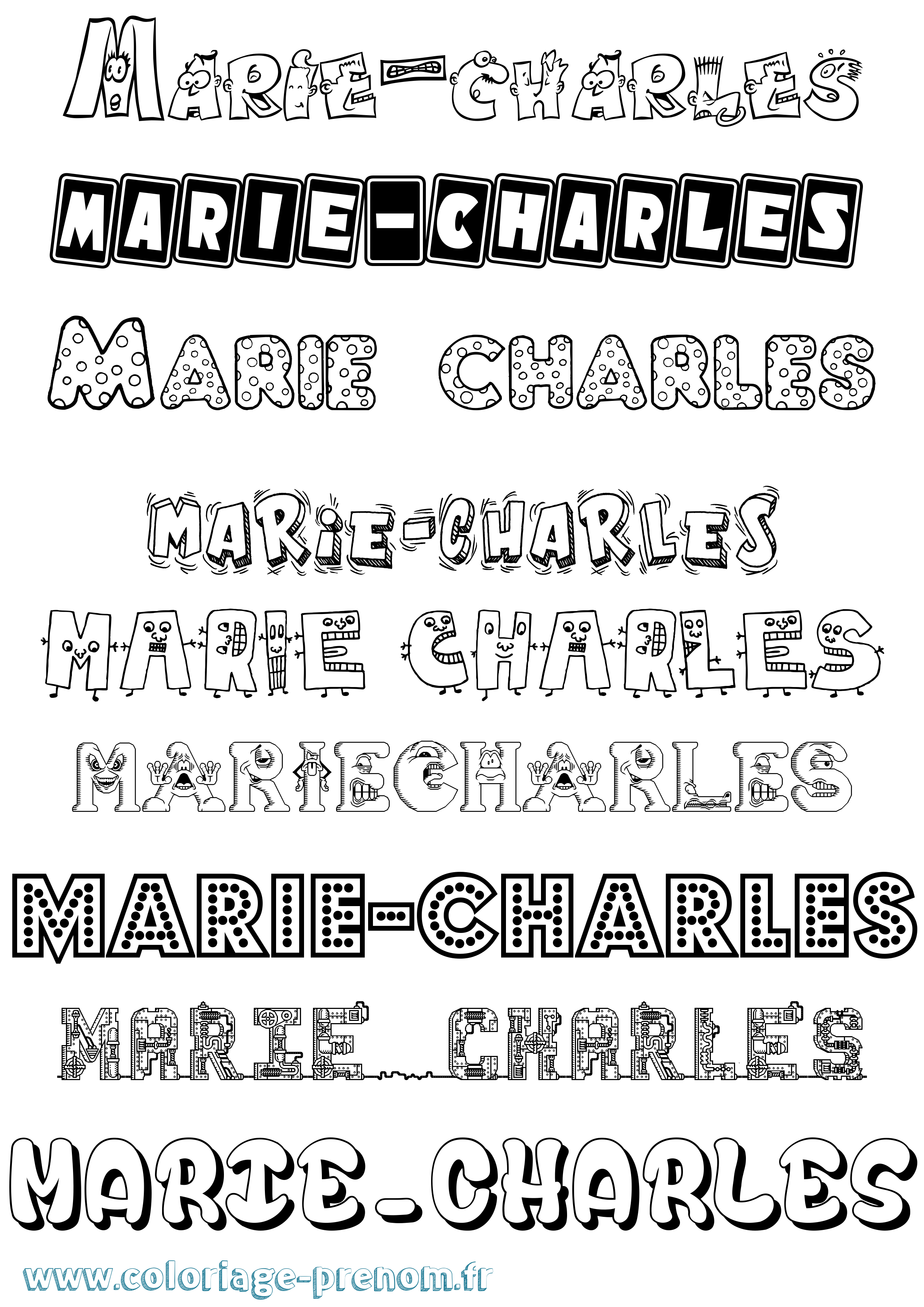 Coloriage Marie-Charles Fun Coloriage prénom Marie-Charles Fun