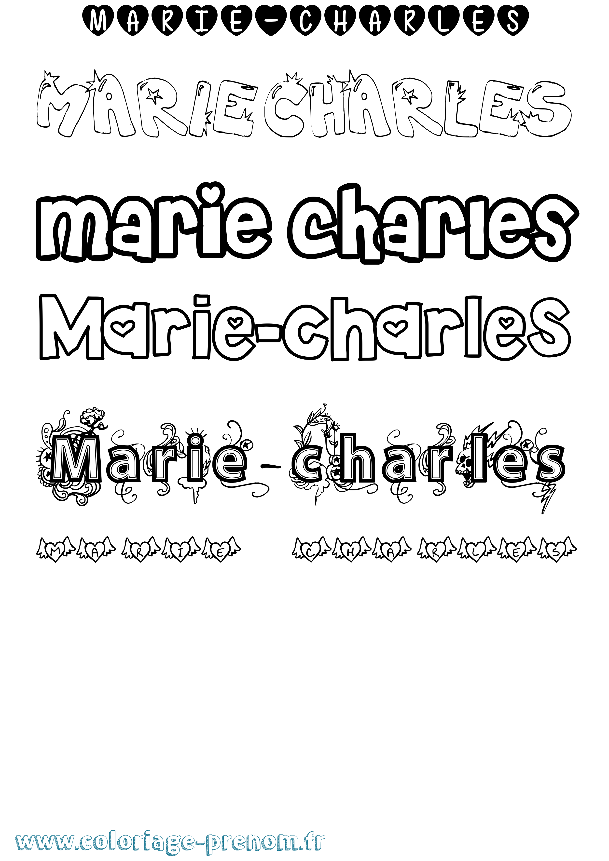 Coloriage Marie-Charles Girly Coloriage prénom Marie-Charles Girly