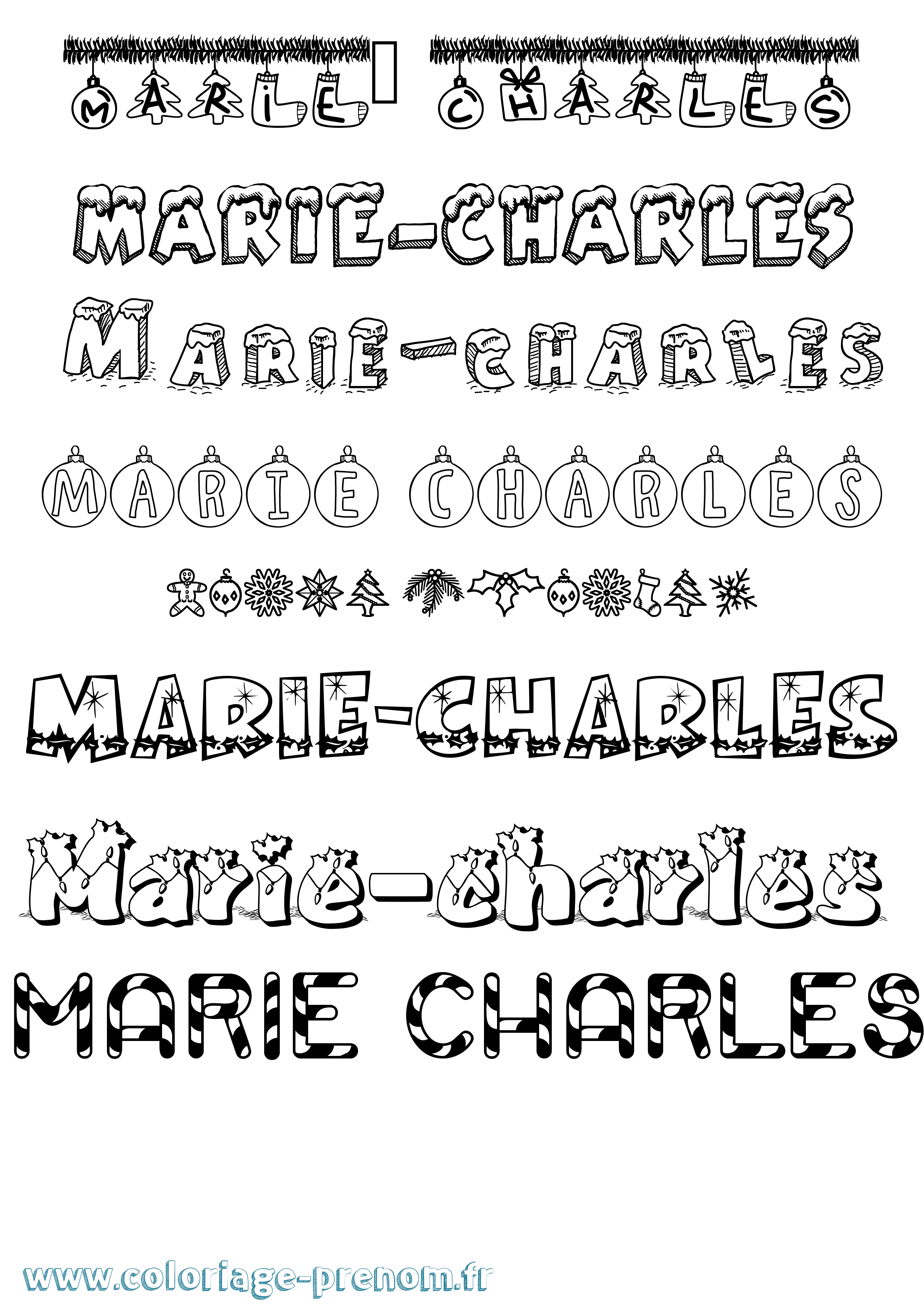 Coloriage Marie-Charles Noël Coloriage prénom Marie-Charles Noël