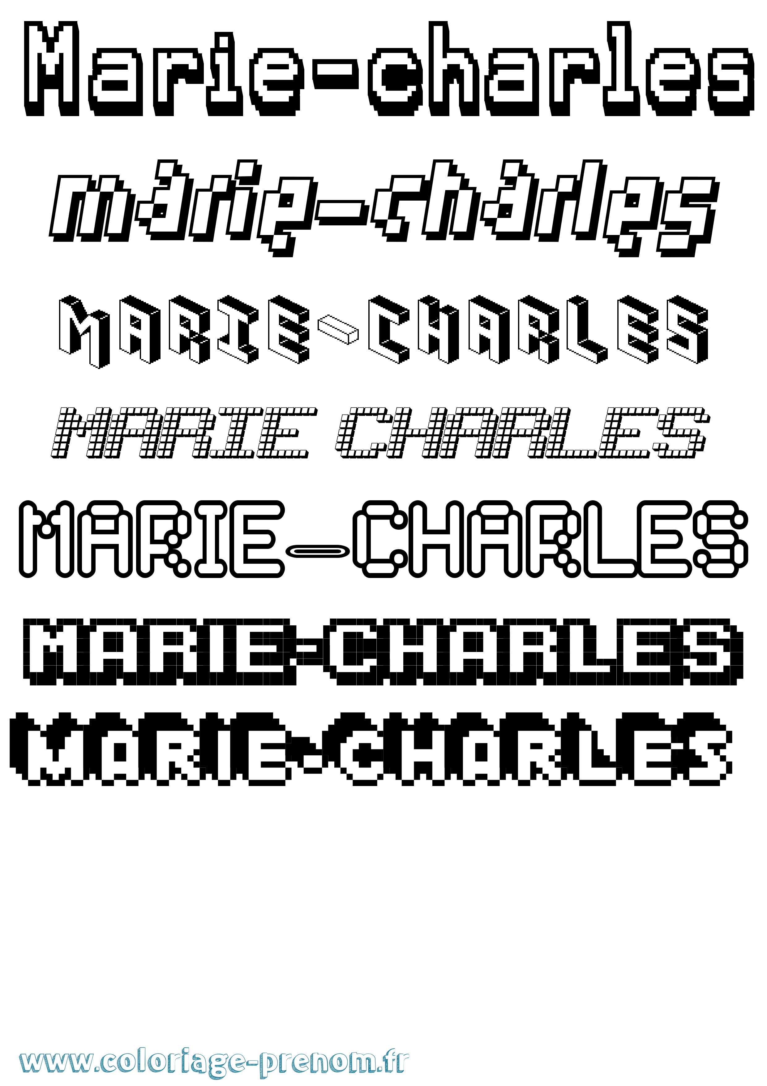 Coloriage Marie-Charles Pixel Coloriage prénom Marie-Charles Pixel