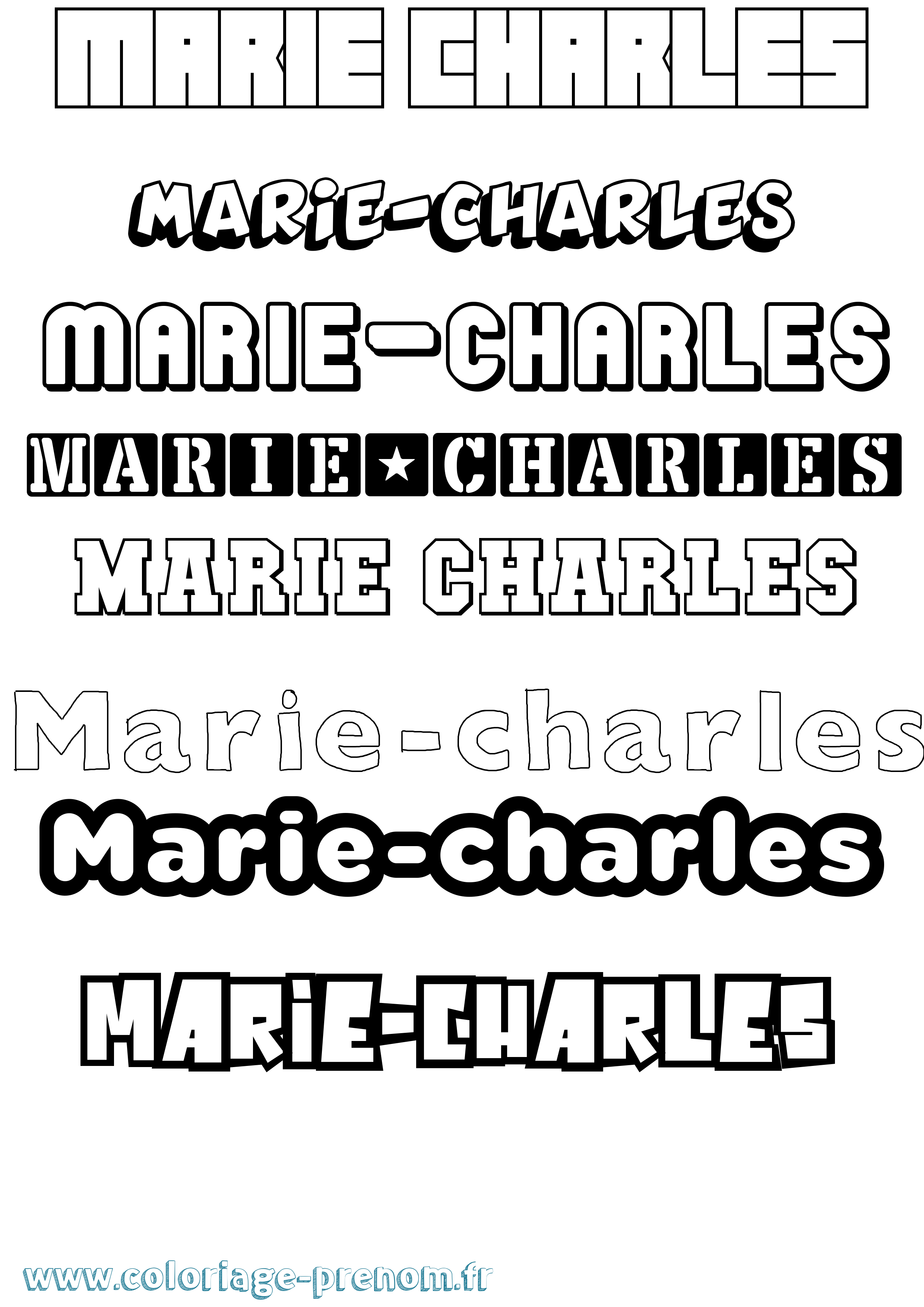Coloriage Marie-Charles Simple Coloriage prénom Marie-Charles Simple