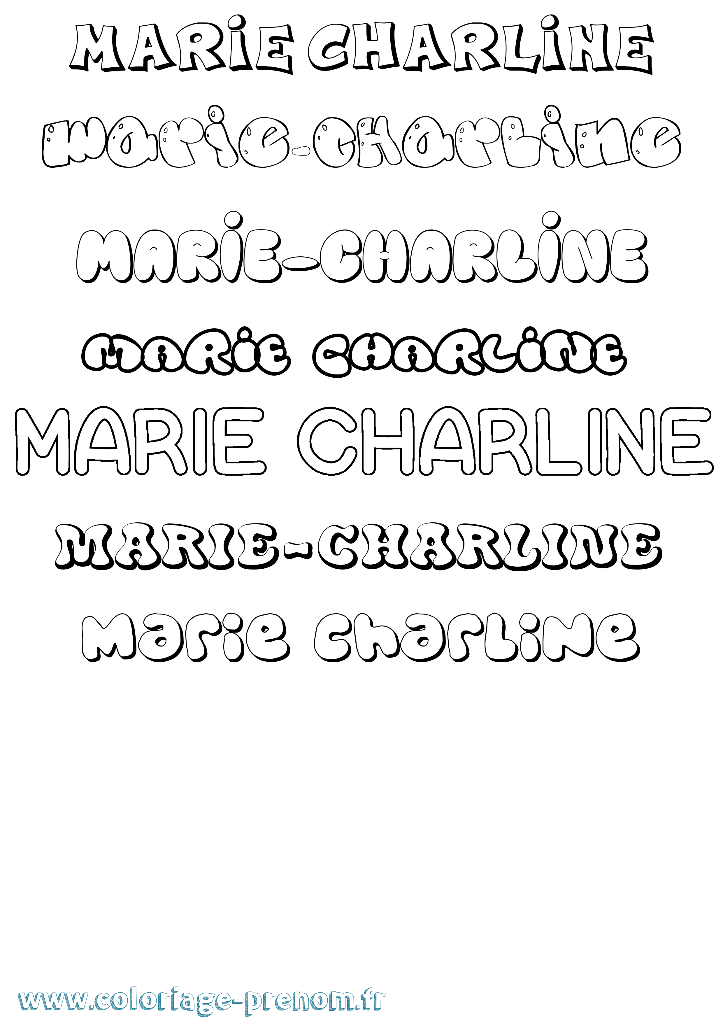 Coloriage Marie-Charline Bubble Coloriage prénom Marie-Charline Bubble