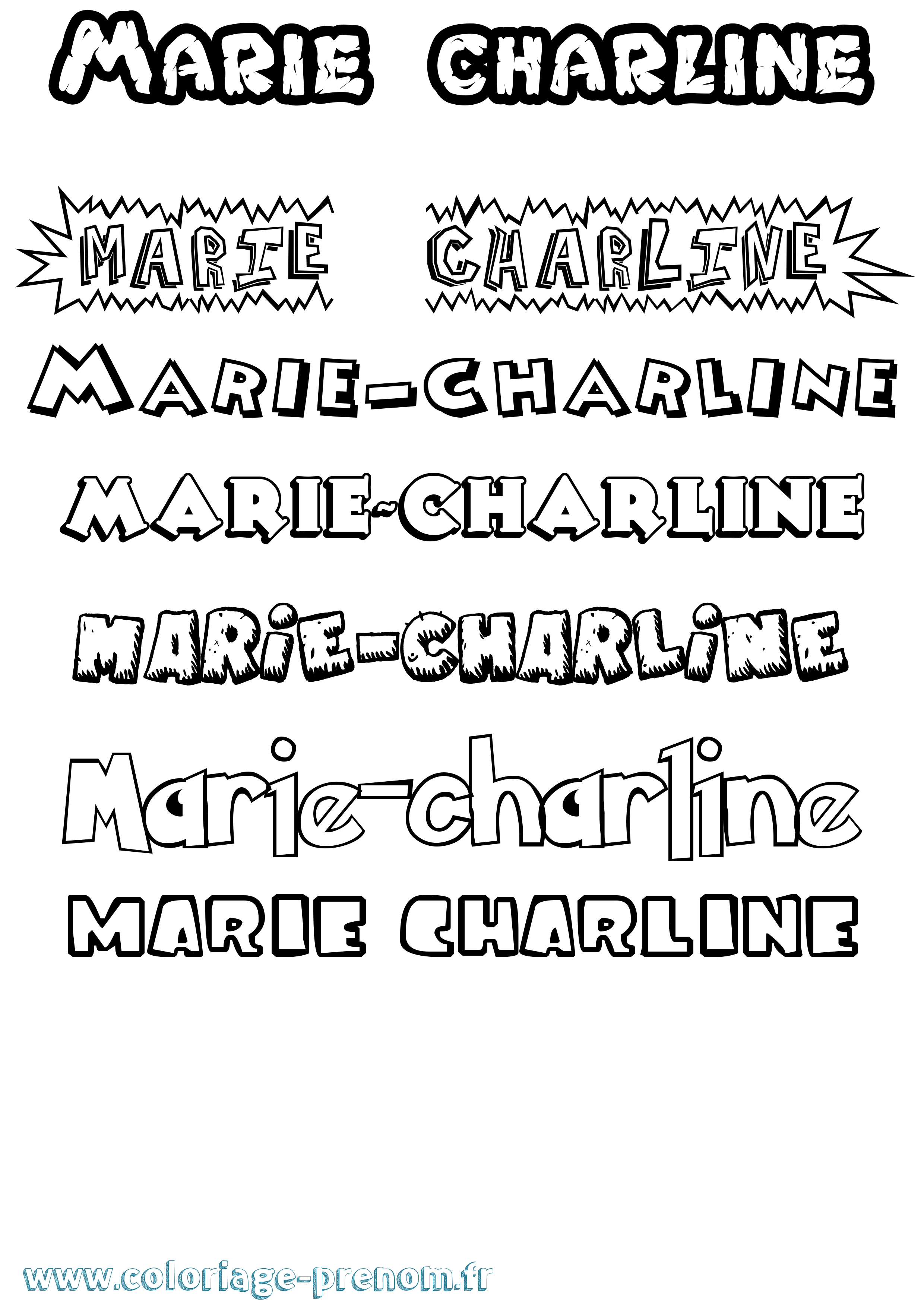Coloriage Marie-Charline Dessin Animé Coloriage prénom Marie-Charline Dessin Animé