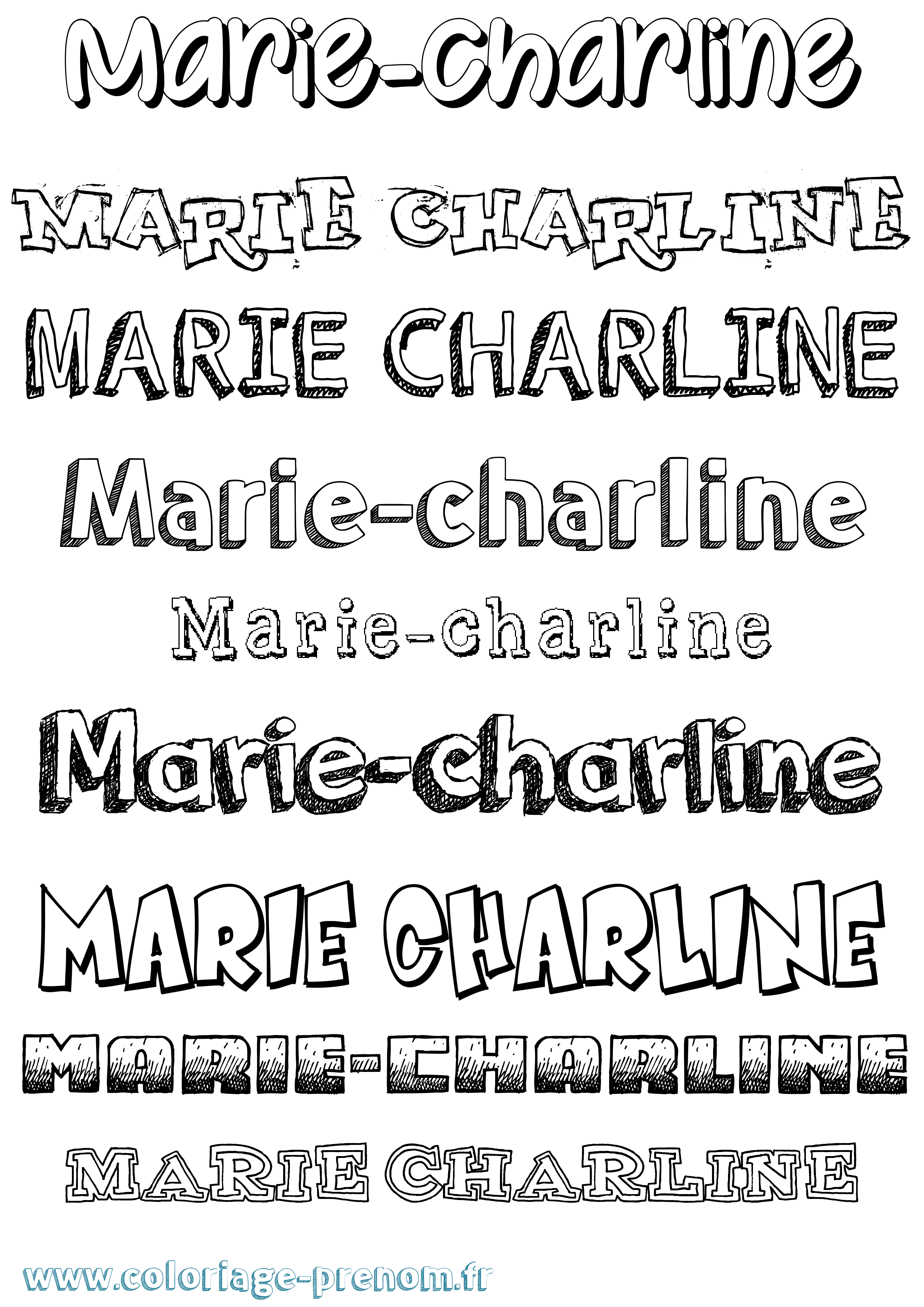 Coloriage Marie-Charline Dessiné Coloriage prénom Marie-Charline Dessiné