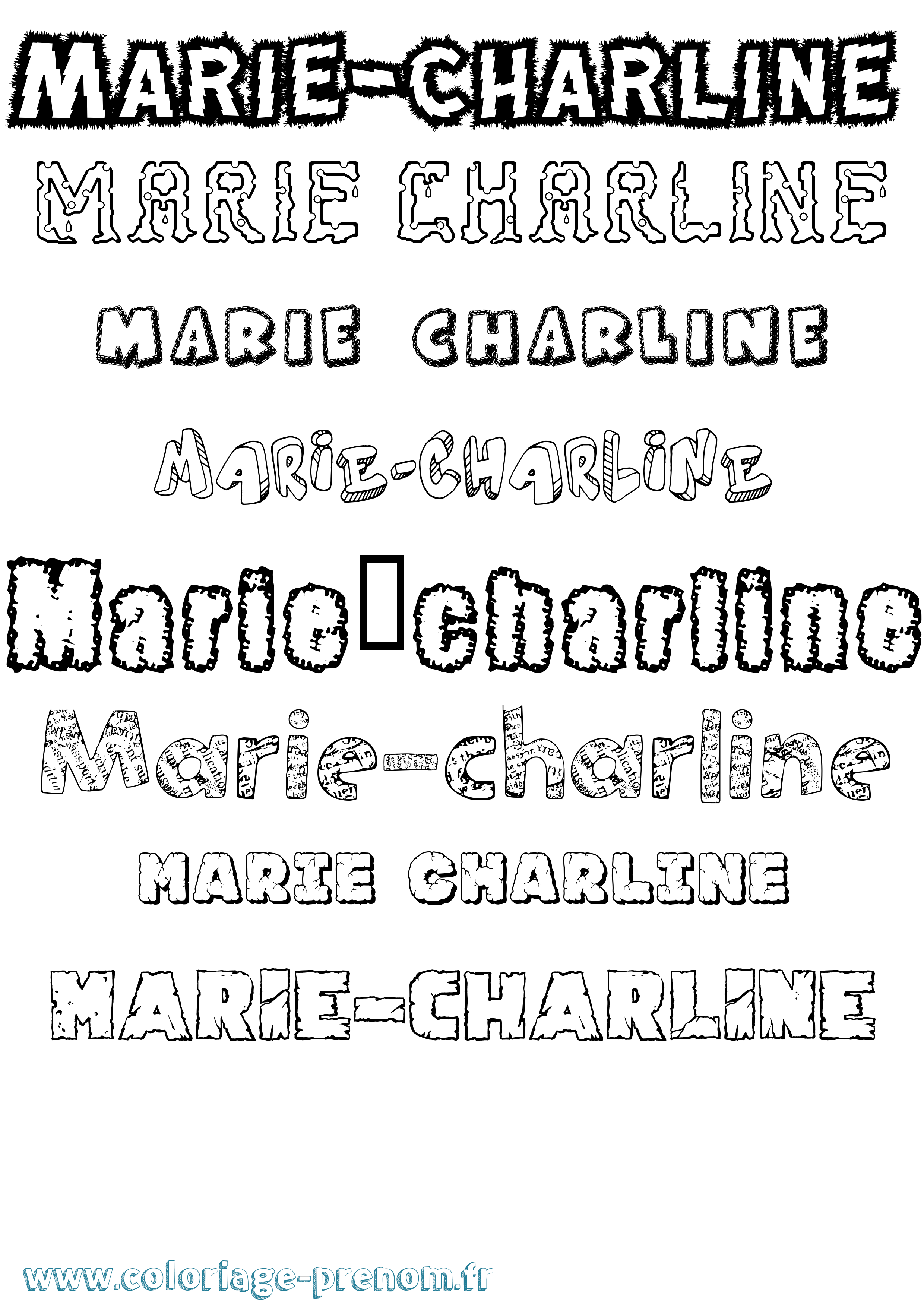 Coloriage Marie-Charline Destructuré Coloriage prénom Marie-Charline Destructuré