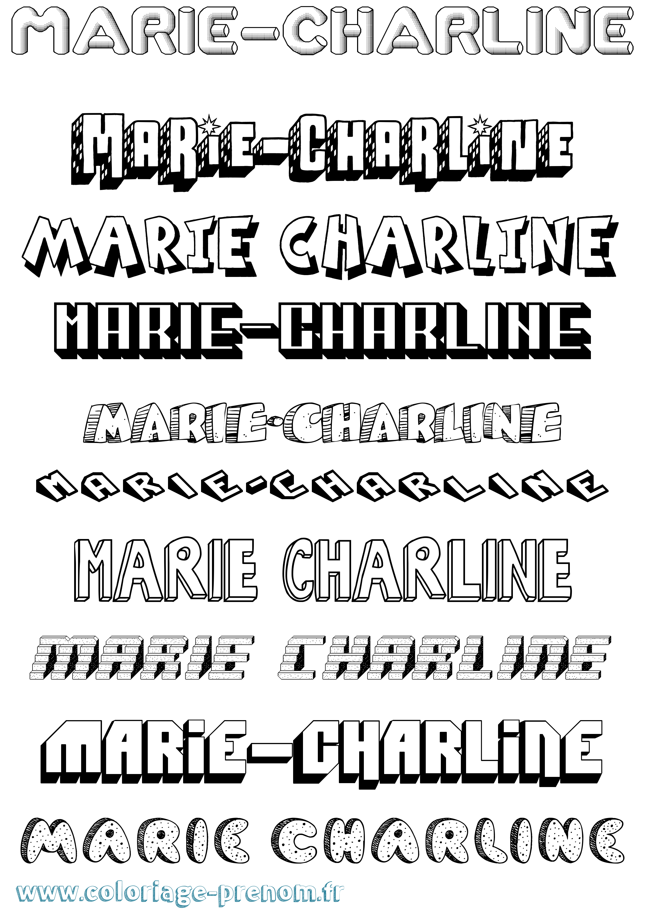 Coloriage Marie-Charline Effet 3D Coloriage prénom Marie-Charline Effet 3D