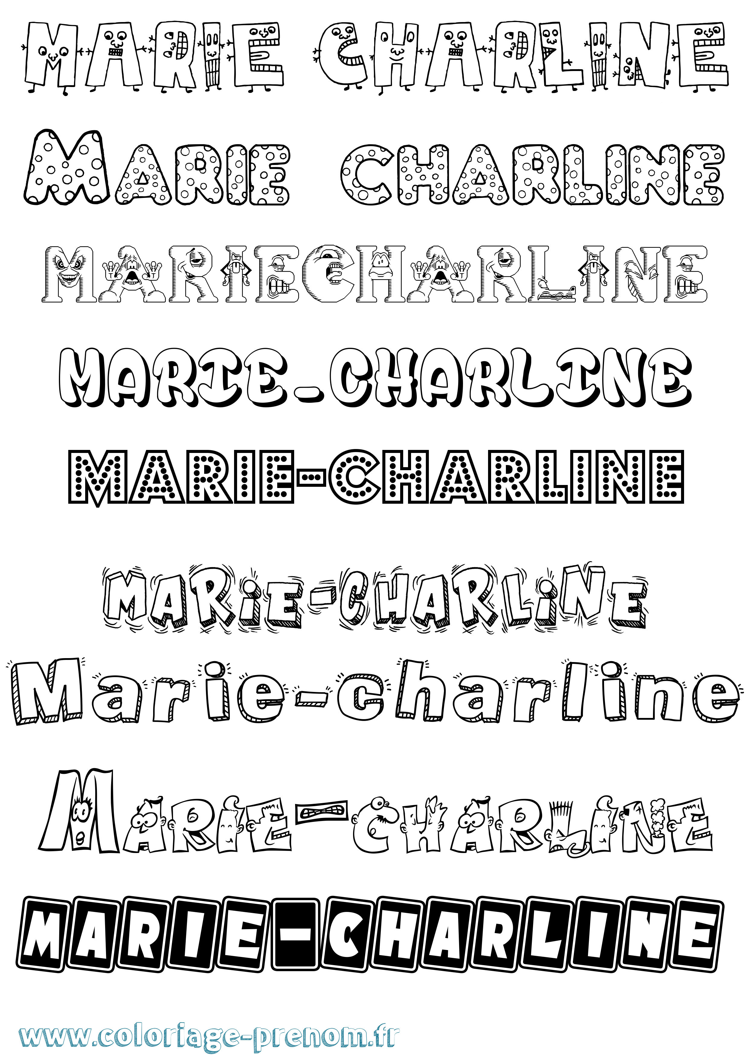 Coloriage Marie-Charline Fun Coloriage prénom Marie-Charline Fun