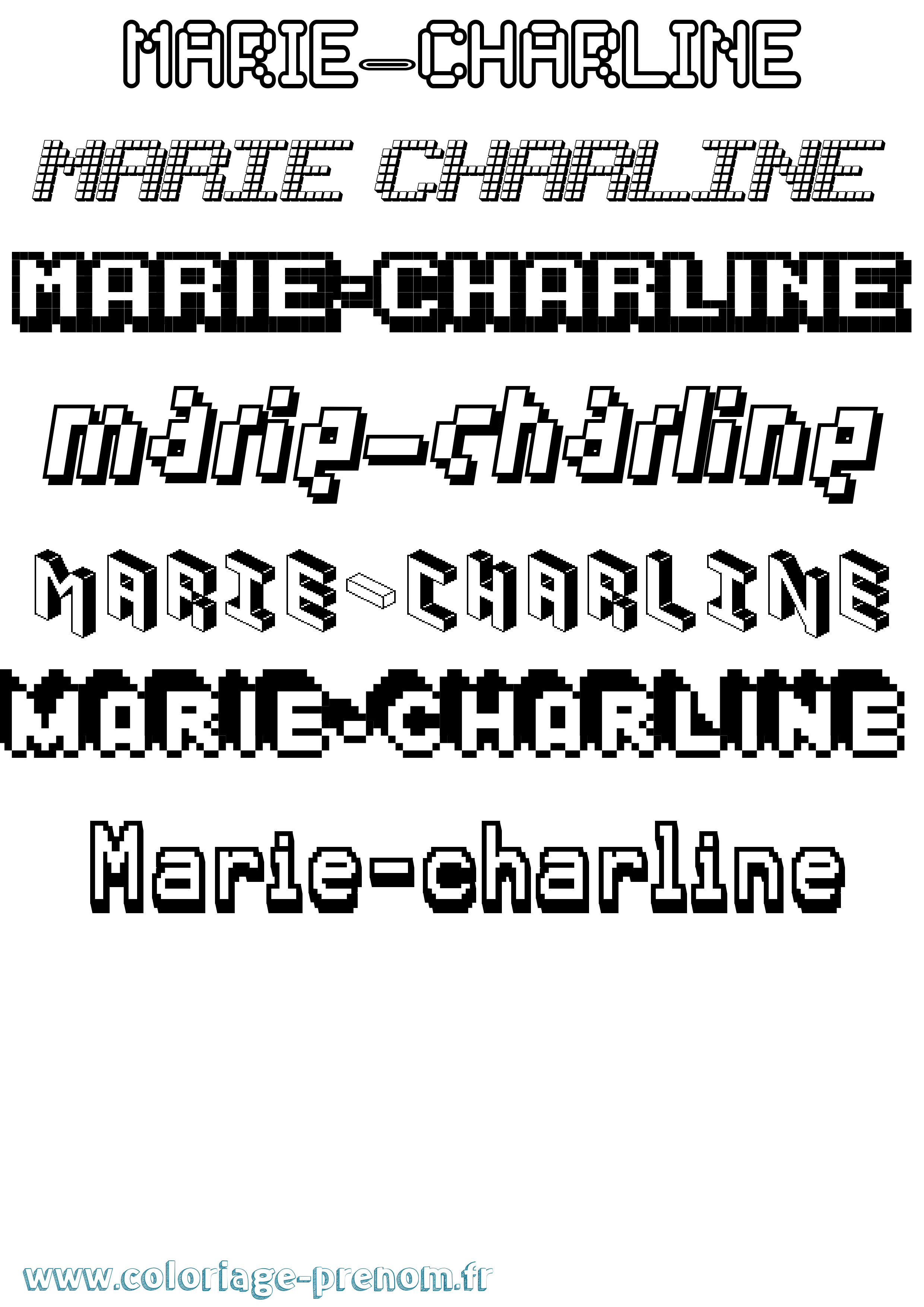 Coloriage Marie-Charline Pixel Coloriage prénom Marie-Charline Pixel