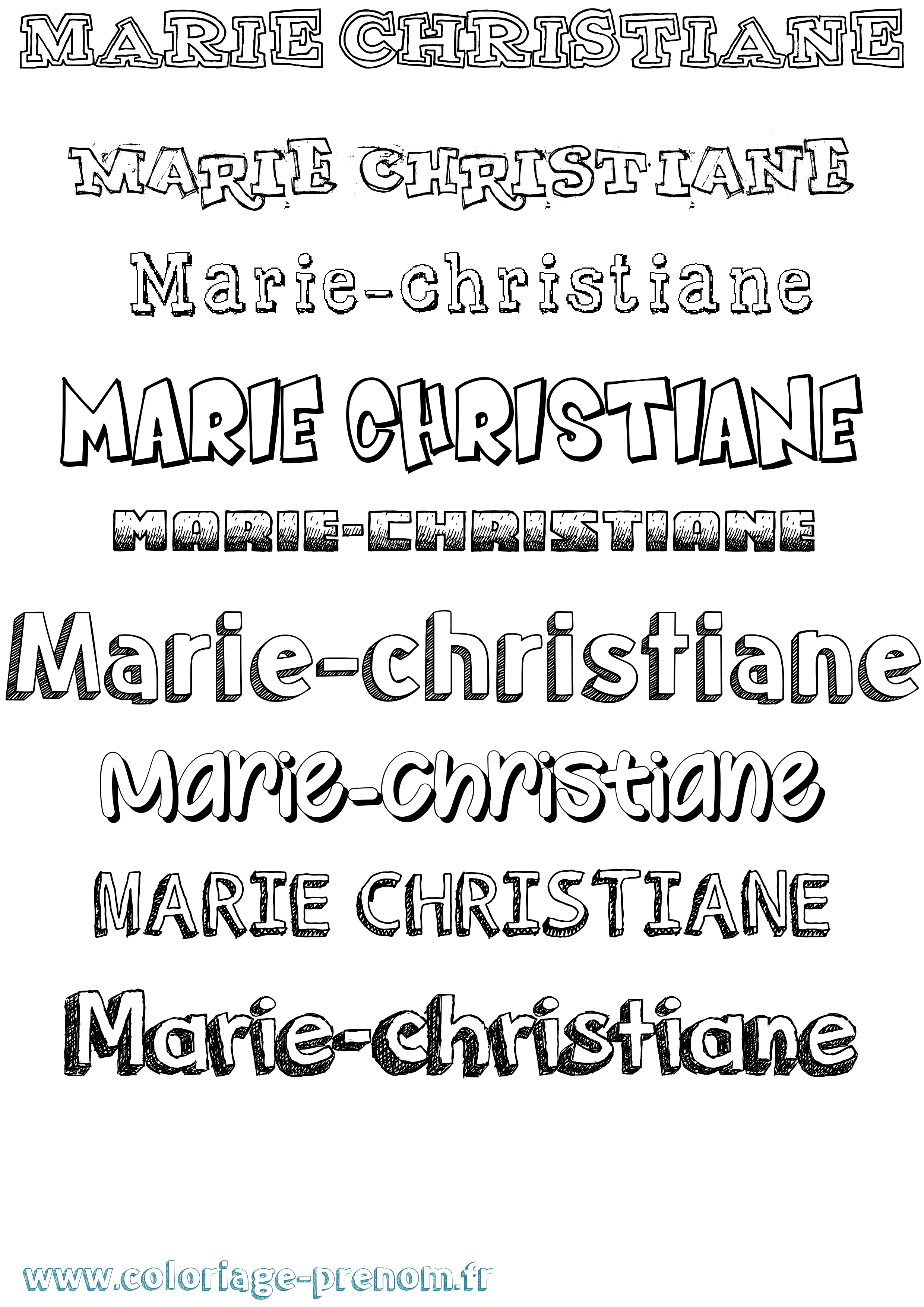 Coloriage Marie-Christiane Dessiné Coloriage prénom Marie-Christiane Dessiné
