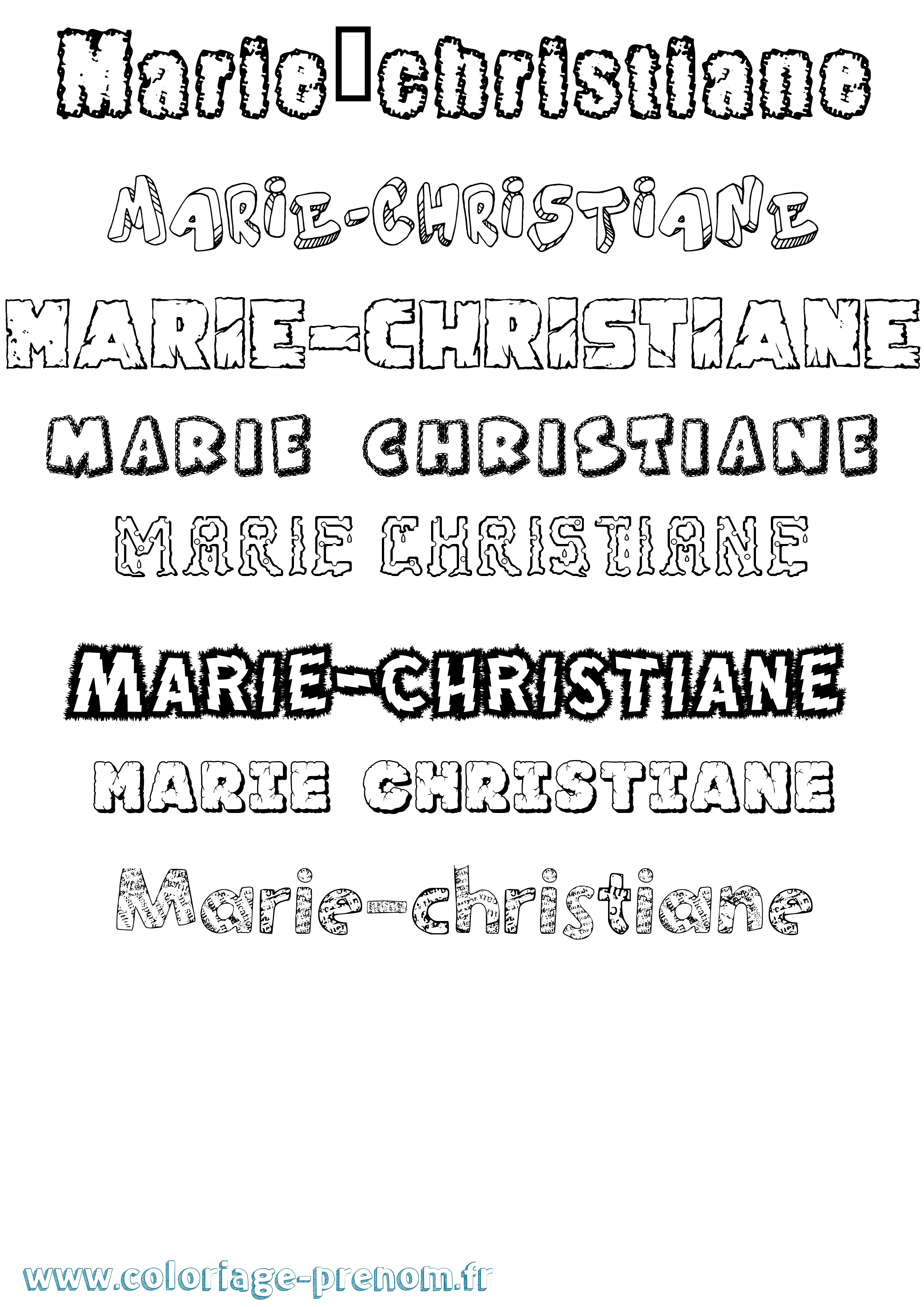 Coloriage Marie-Christiane Destructuré Coloriage prénom Marie-Christiane Destructuré