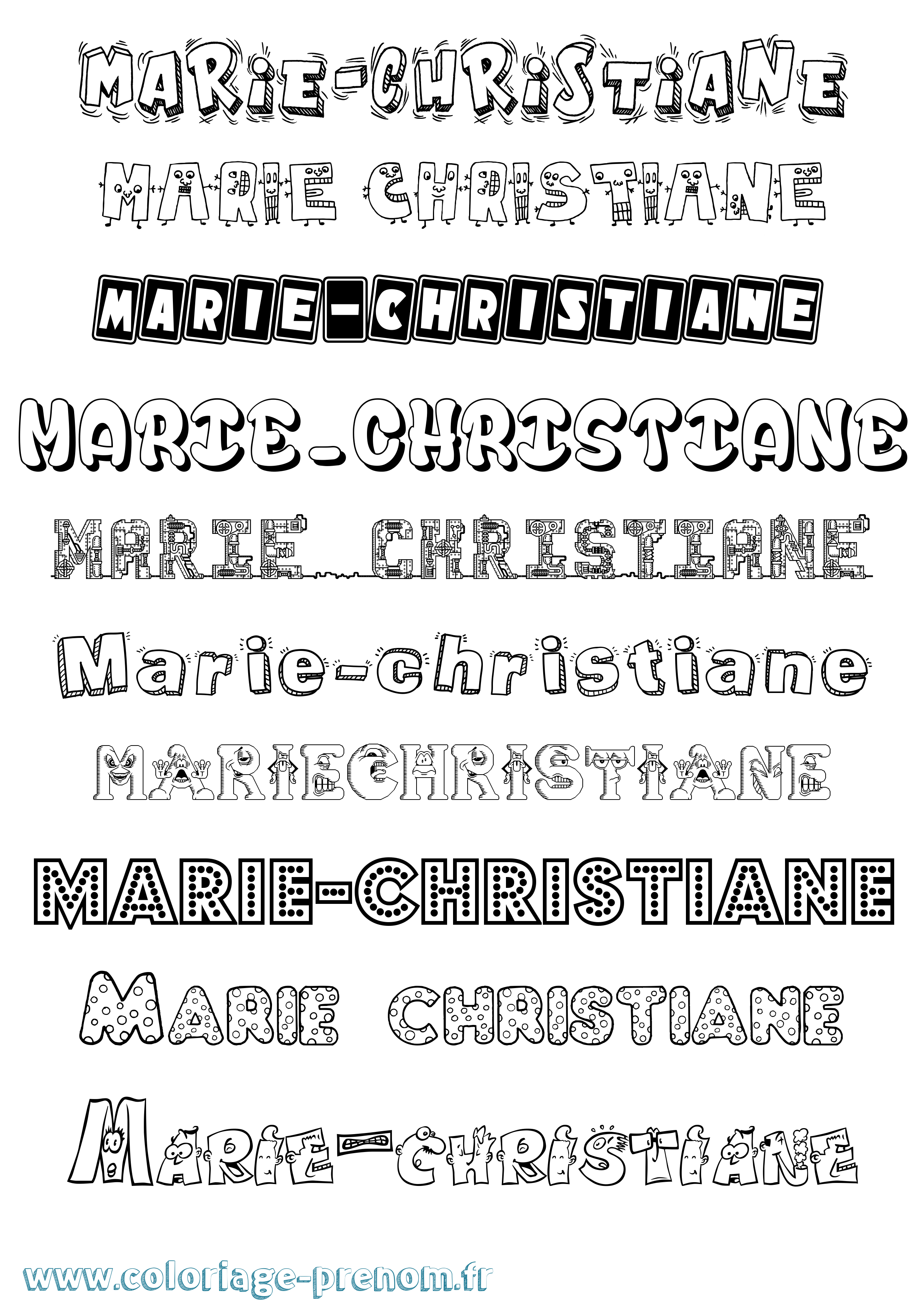 Coloriage Marie-Christiane Fun Coloriage prénom Marie-Christiane Fun