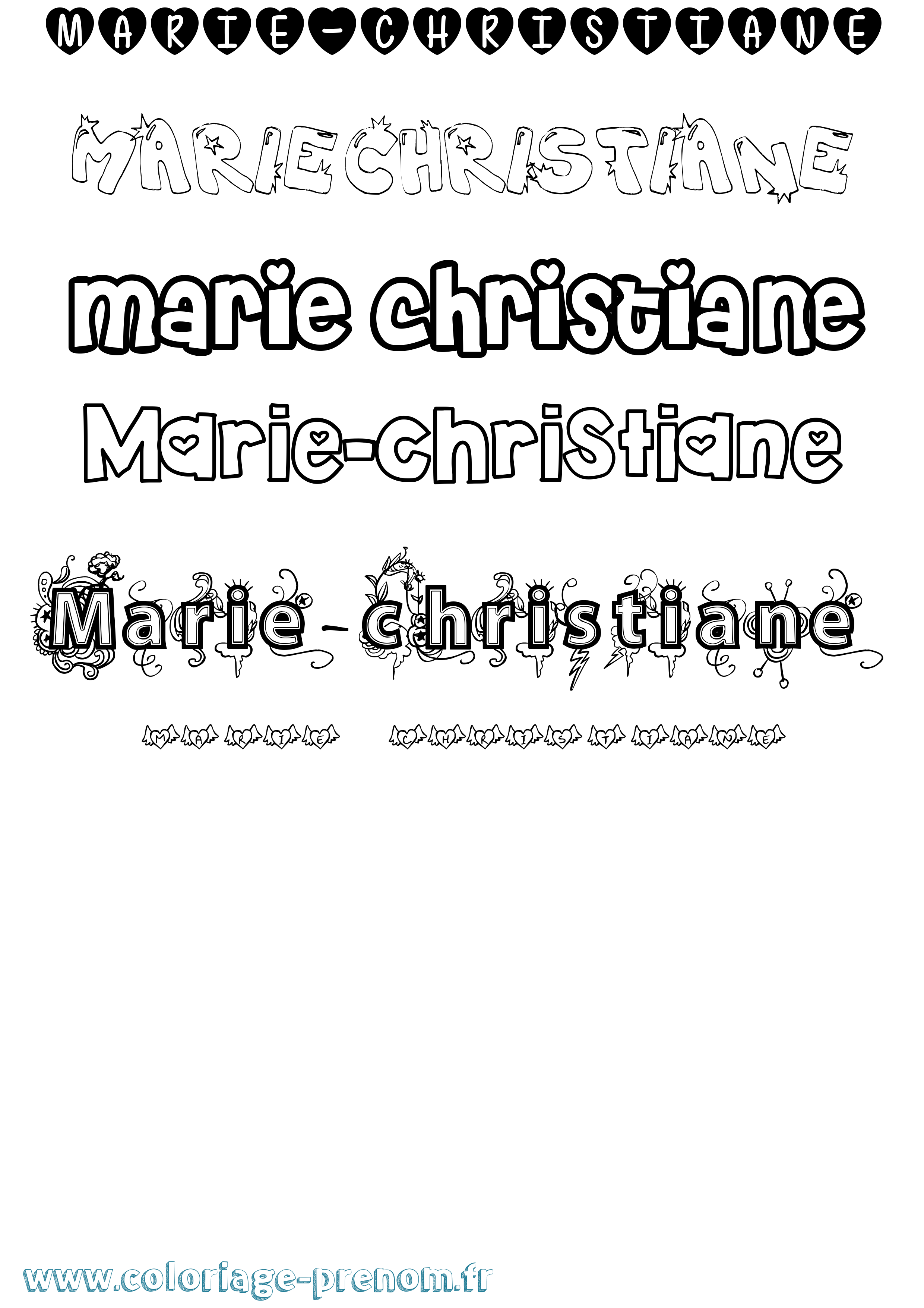 Coloriage Marie-Christiane Girly Coloriage prénom Marie-Christiane Girly