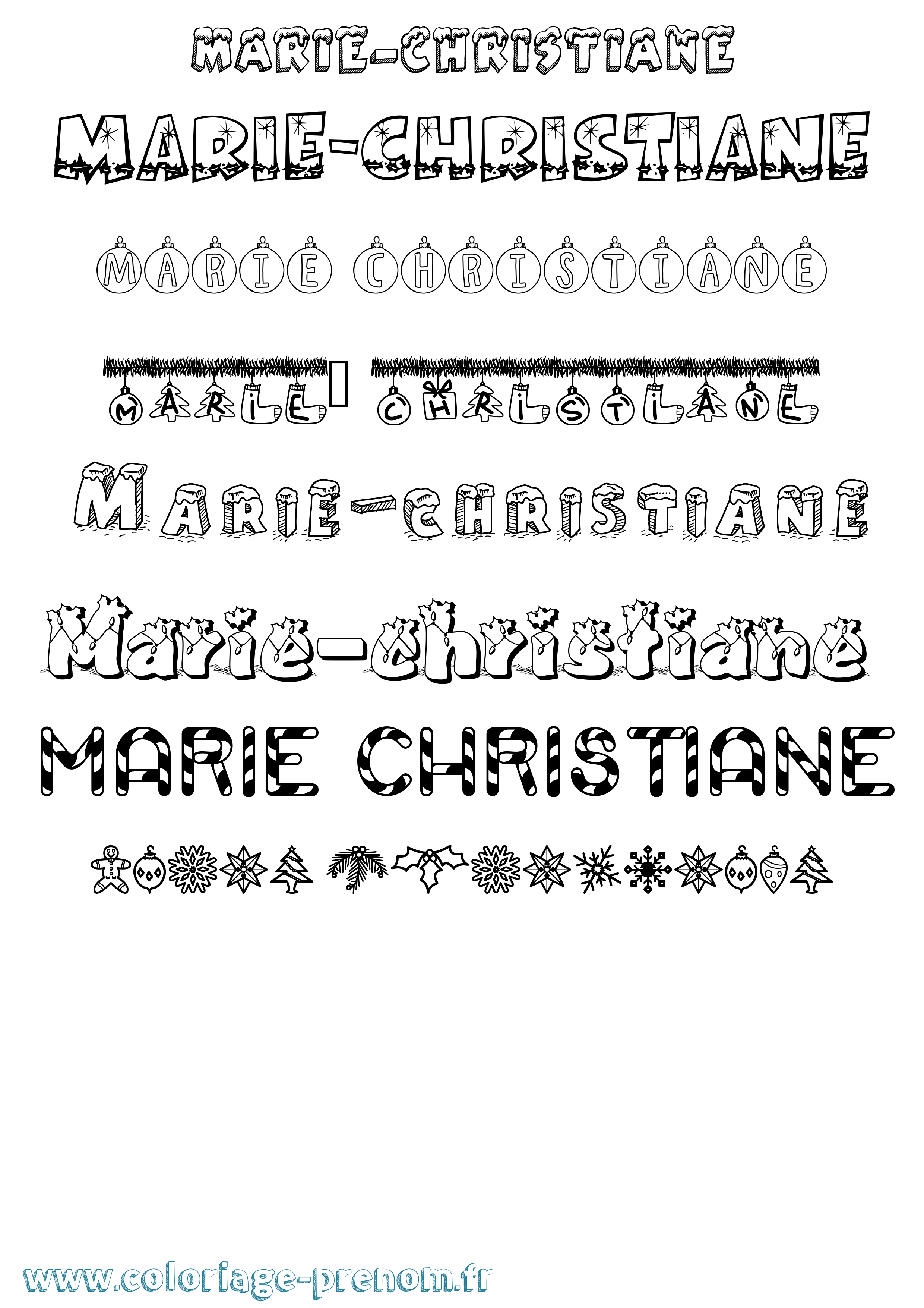 Coloriage Marie-Christiane Noël Coloriage prénom Marie-Christiane Noël