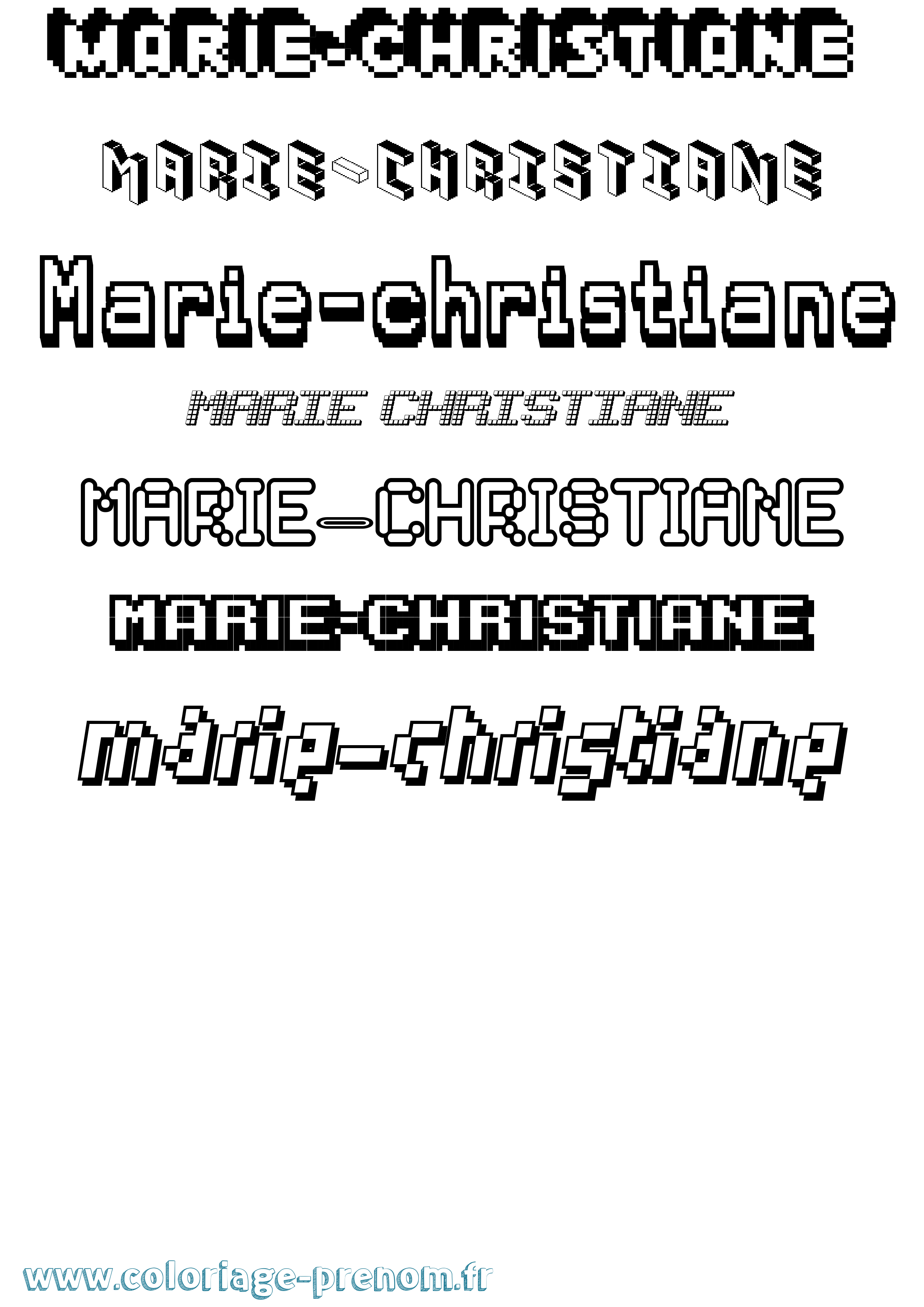 Coloriage Marie-Christiane Pixel Coloriage prénom Marie-Christiane Pixel