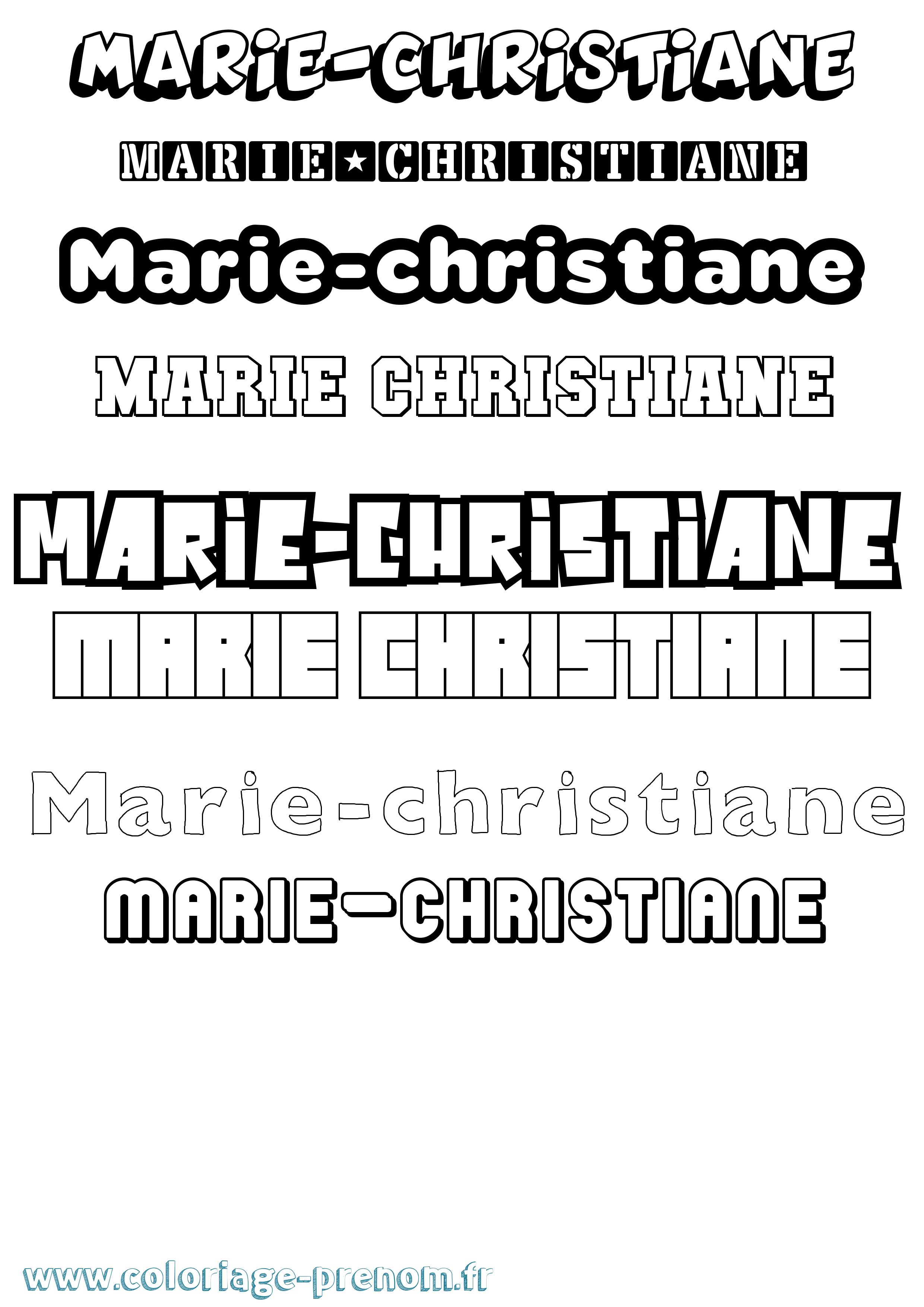 Coloriage Marie-Christiane Simple Coloriage prénom Marie-Christiane Simple